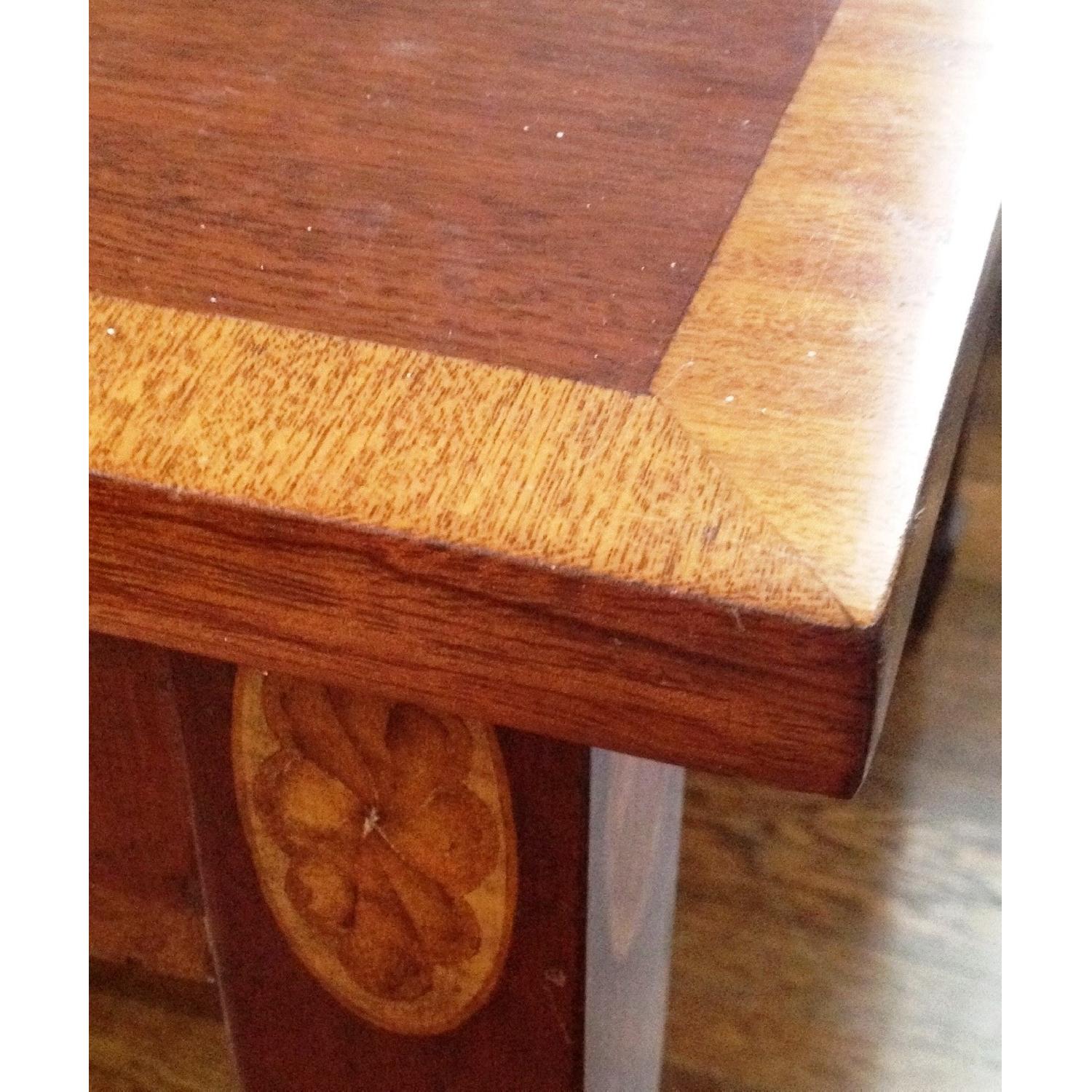 Antique Expandable Handmade Dining Table w/ Intricate Inlay - image-2