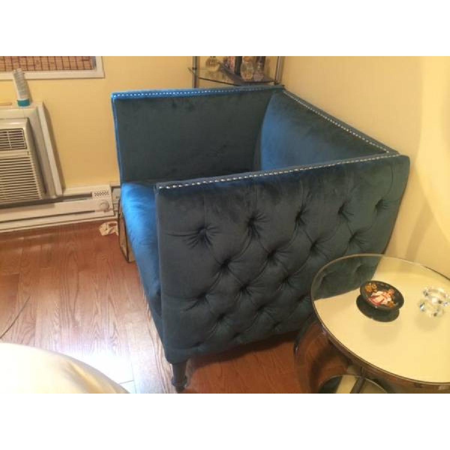 Mid-Century Modern Green Velvet Chair - image-2