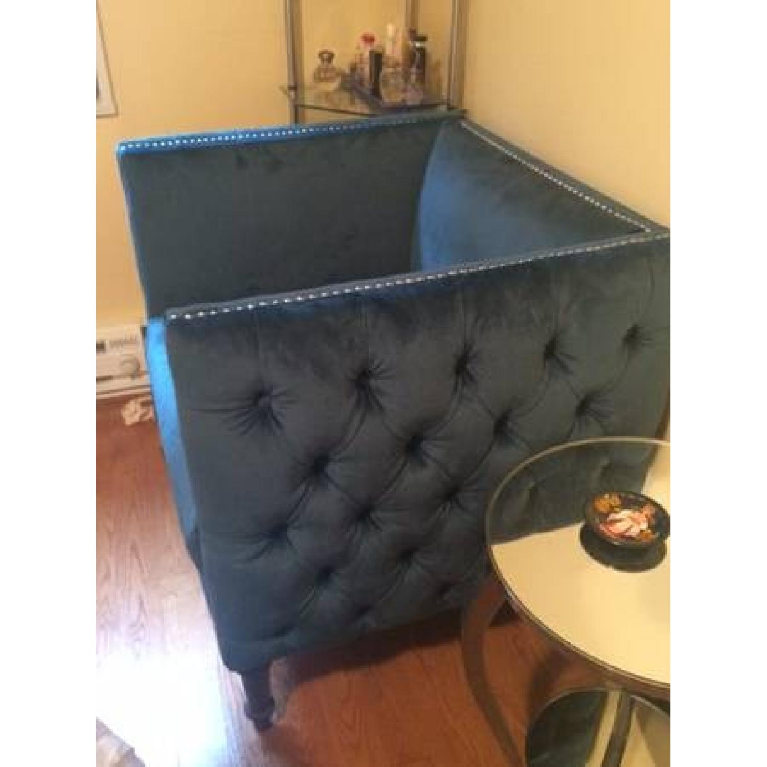 Mid-Century Modern Green Velvet Chair - image-3