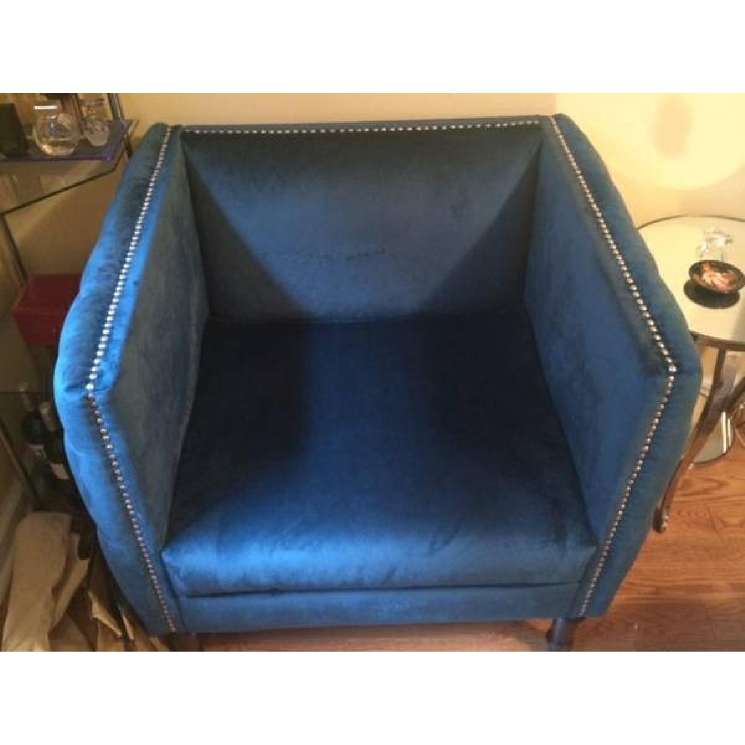 Mid-Century Modern Green Velvet Chair - image-4