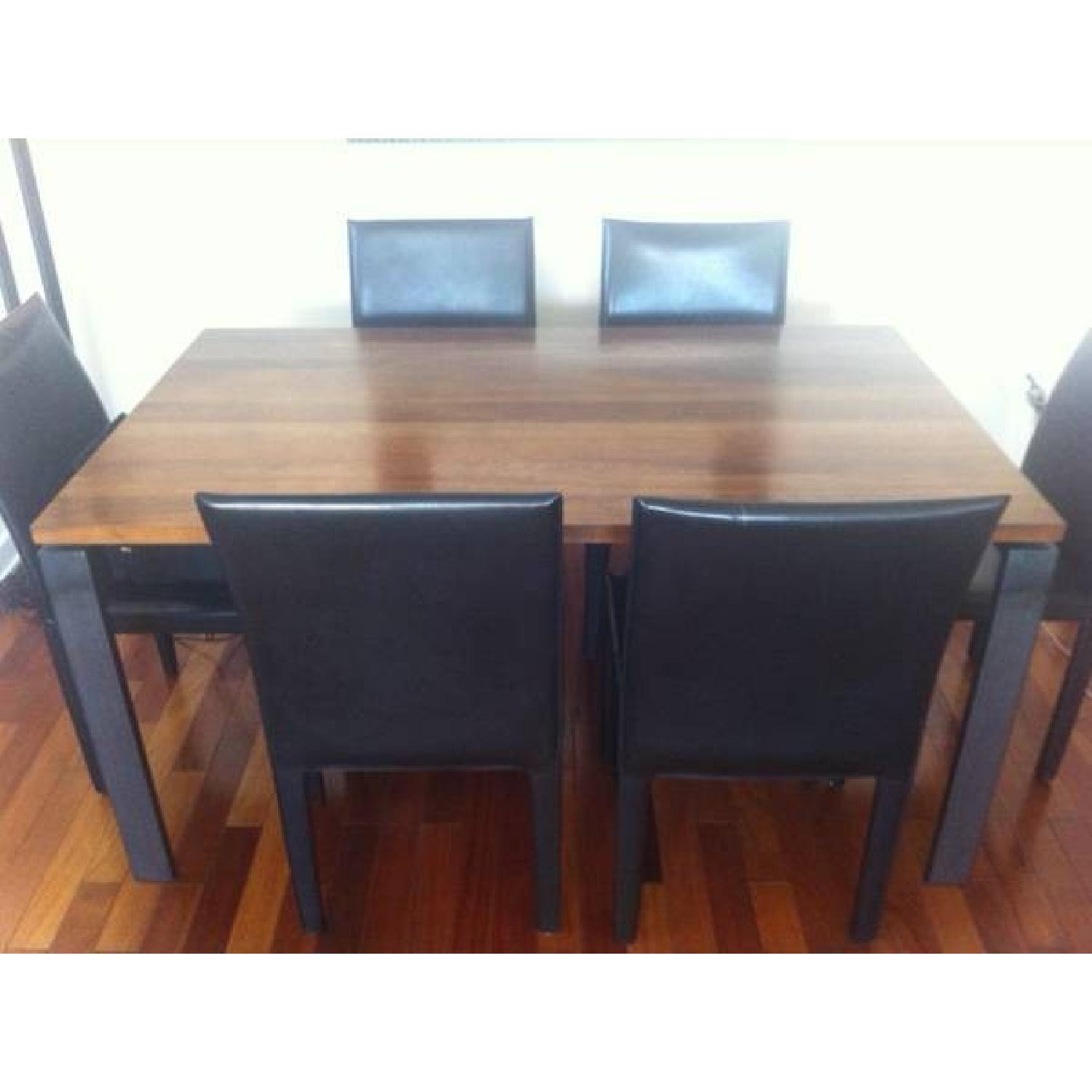 Crate & Barrel Leather Dining Chairs Set of 6 AptDeco