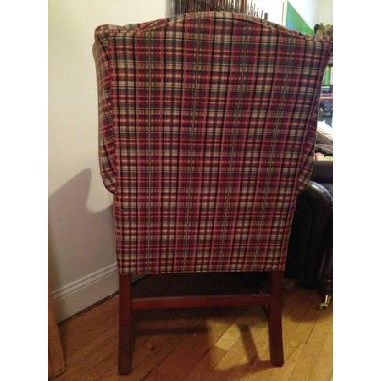 Ethan Allen Plaid Wingback Upholstered Chair - image-3