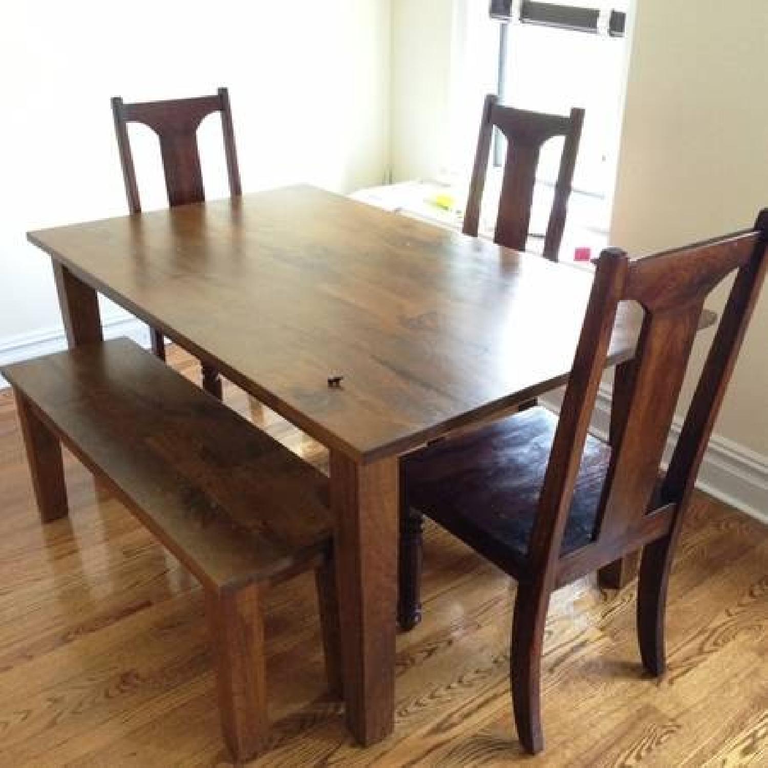 Crate & Barrel Dining Table w/ 3 Chairs + 1 Bench AptDeco