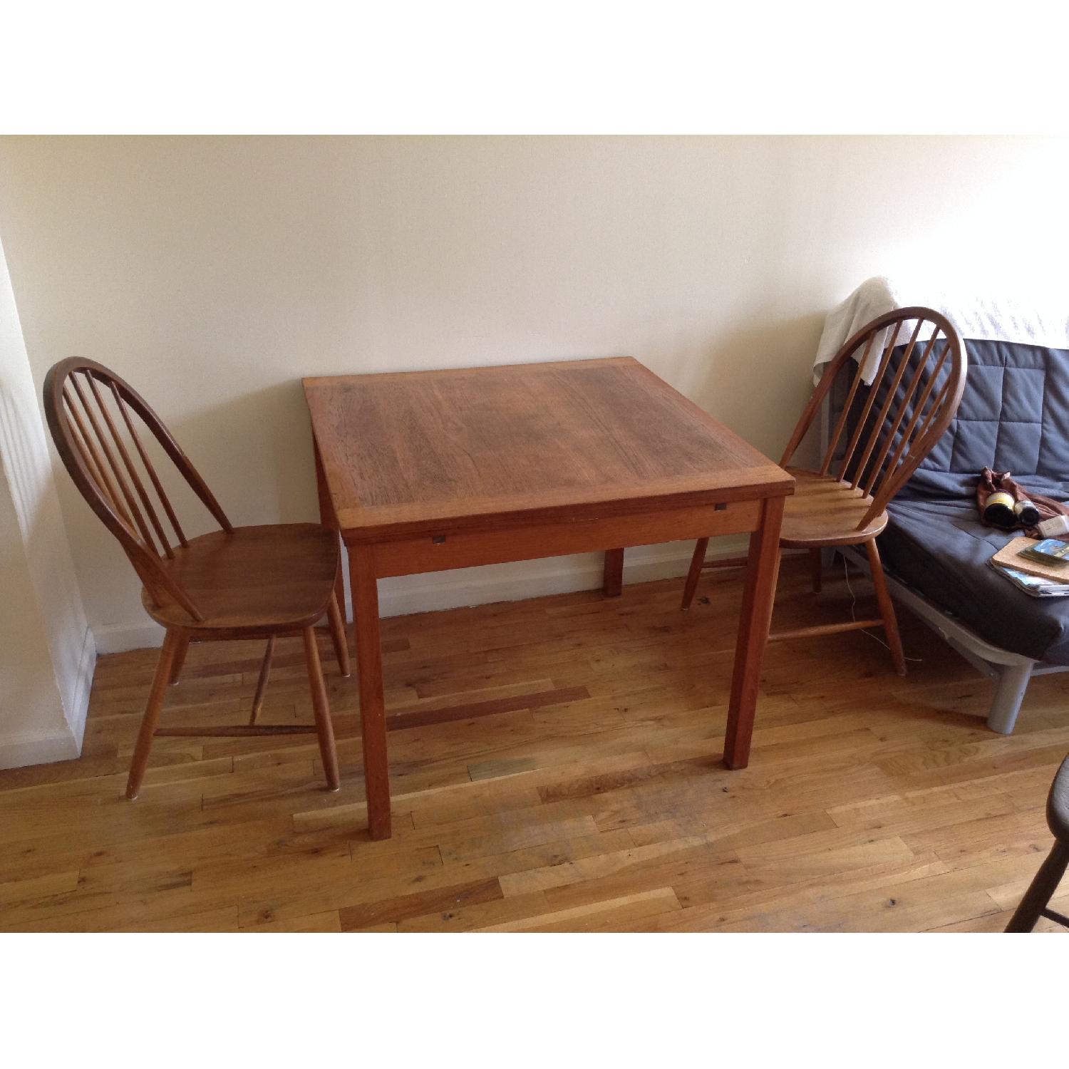 Vintage Hardwood Dining Table with Double Leaf Extensions - AptDeco