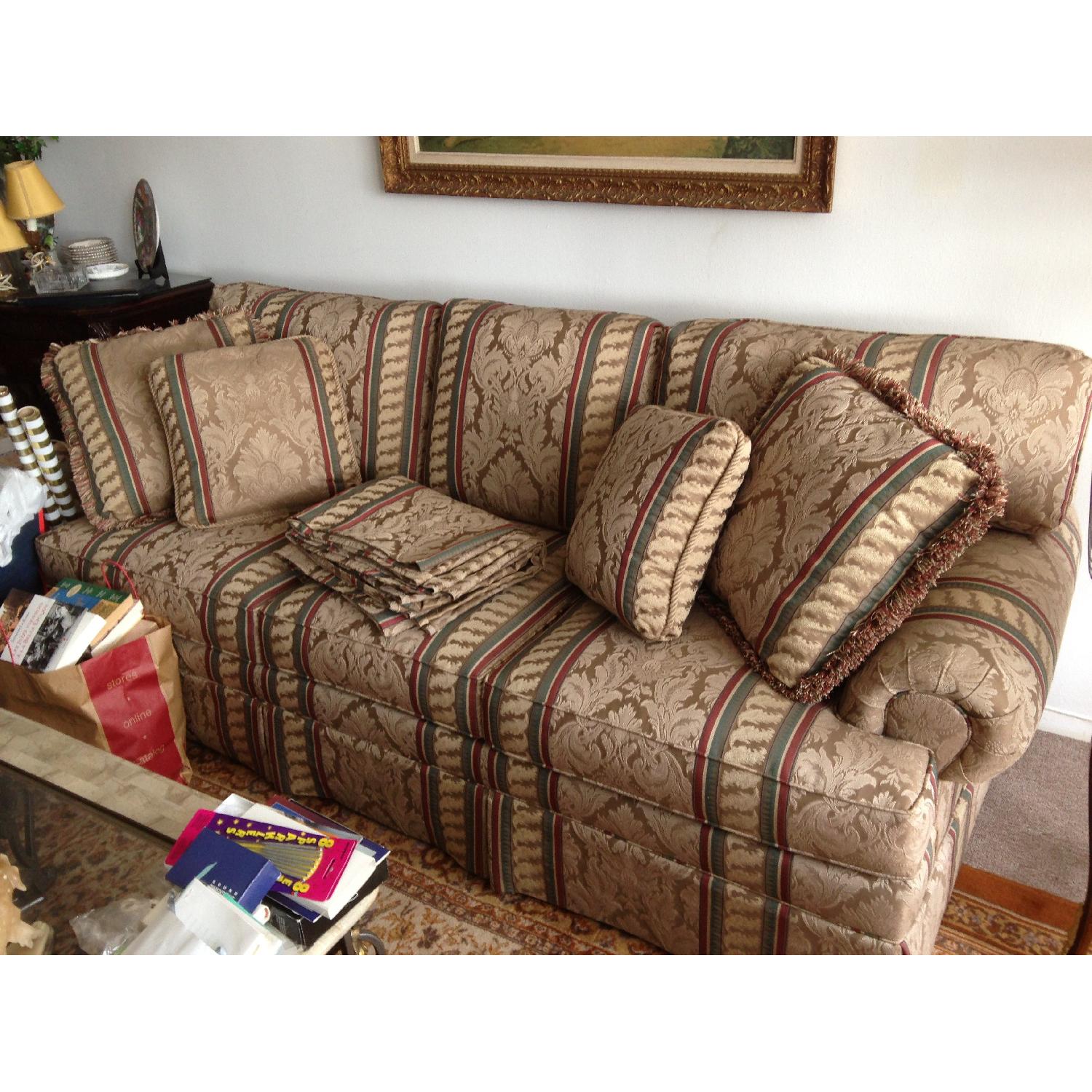 Custom Made Jacquard Queen Convertible Sofa - image-1