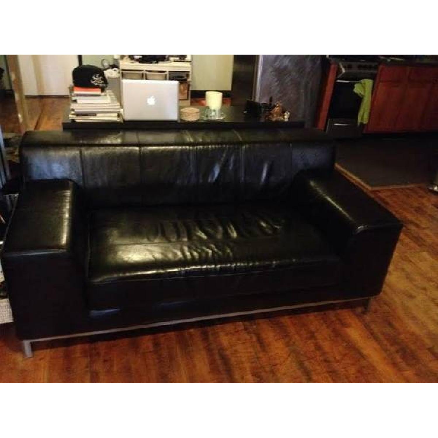 Black Leather L-Shape Sofa - image-2