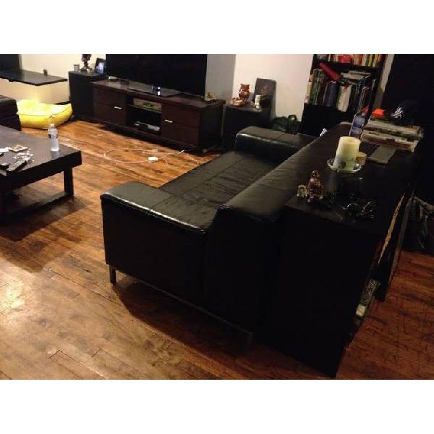 Black Leather L-Shape Sofa - image-7