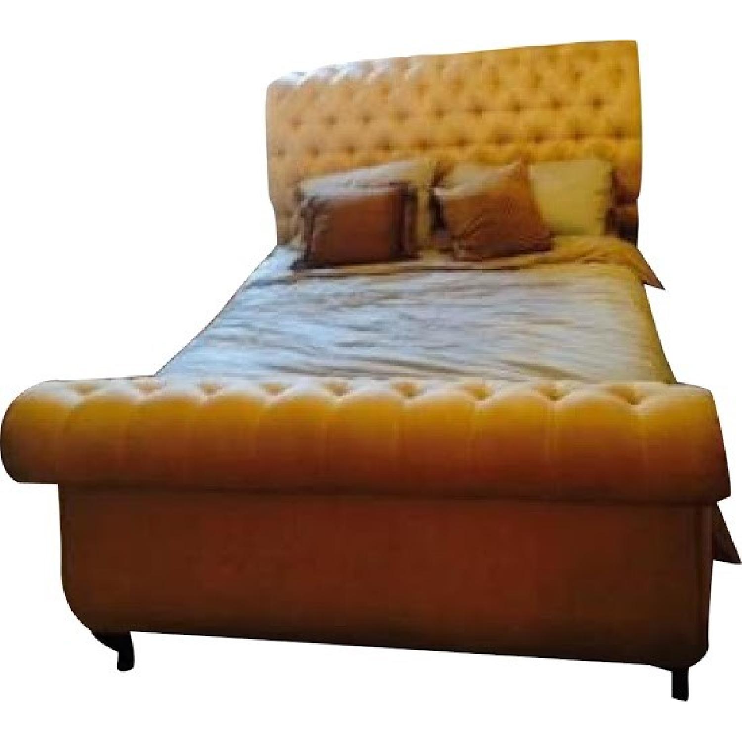 Designer Sleigh Queen Bed w/ Box Spring - image-0