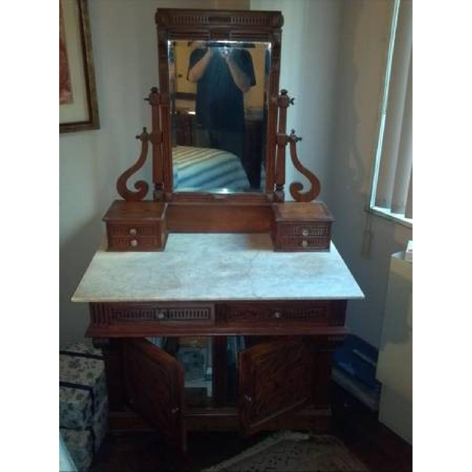 Marble Topped Antique Vanity AptDeco