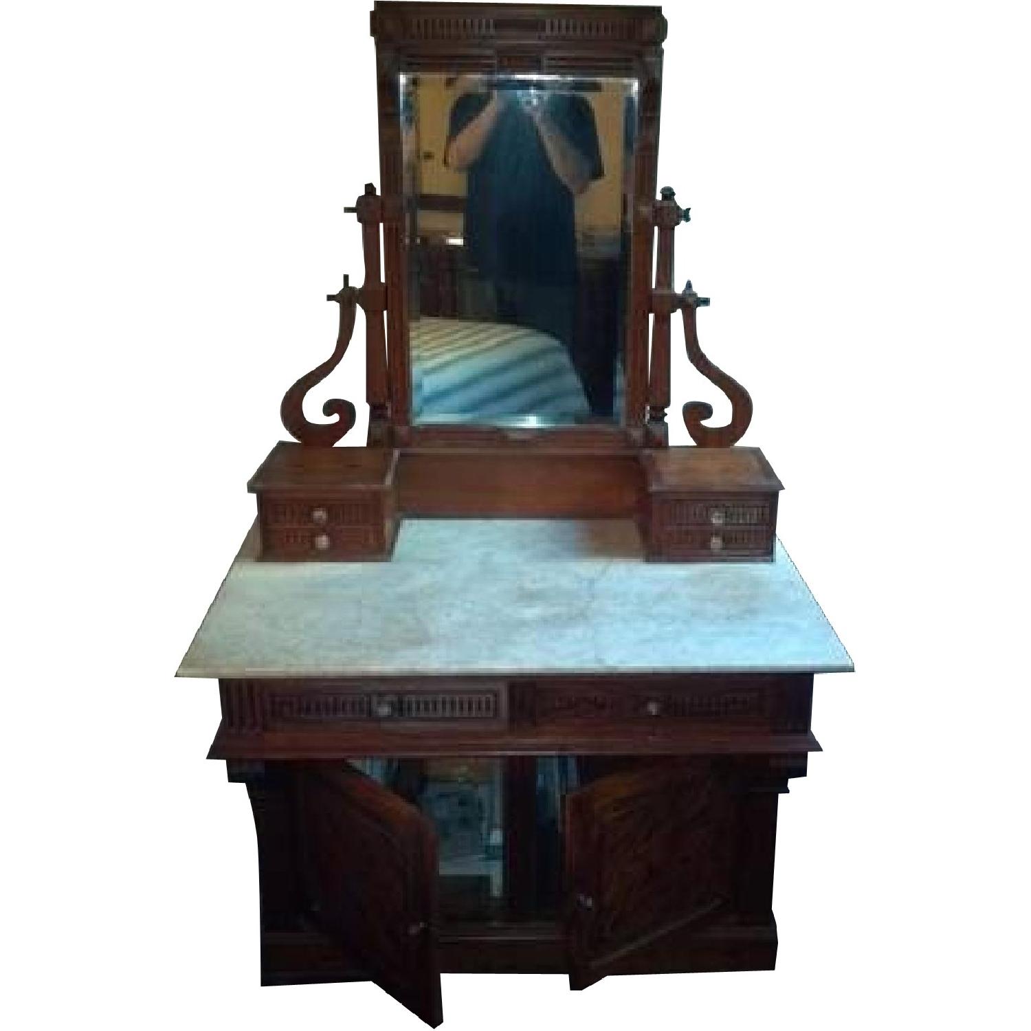 Marble Topped Antique Vanity AptDeco
