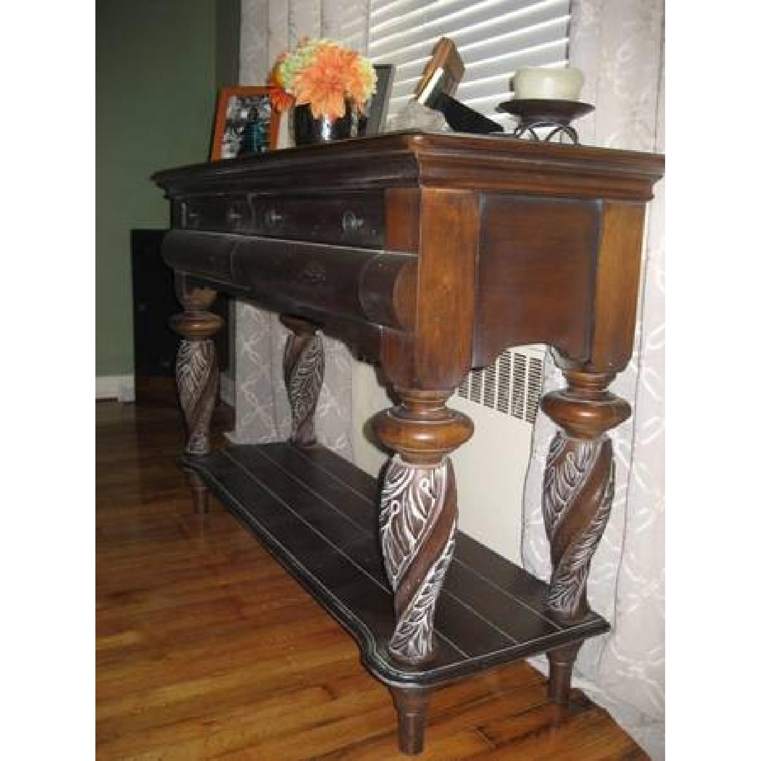 Dark Brown Cherry Wood Side Table - image-2
