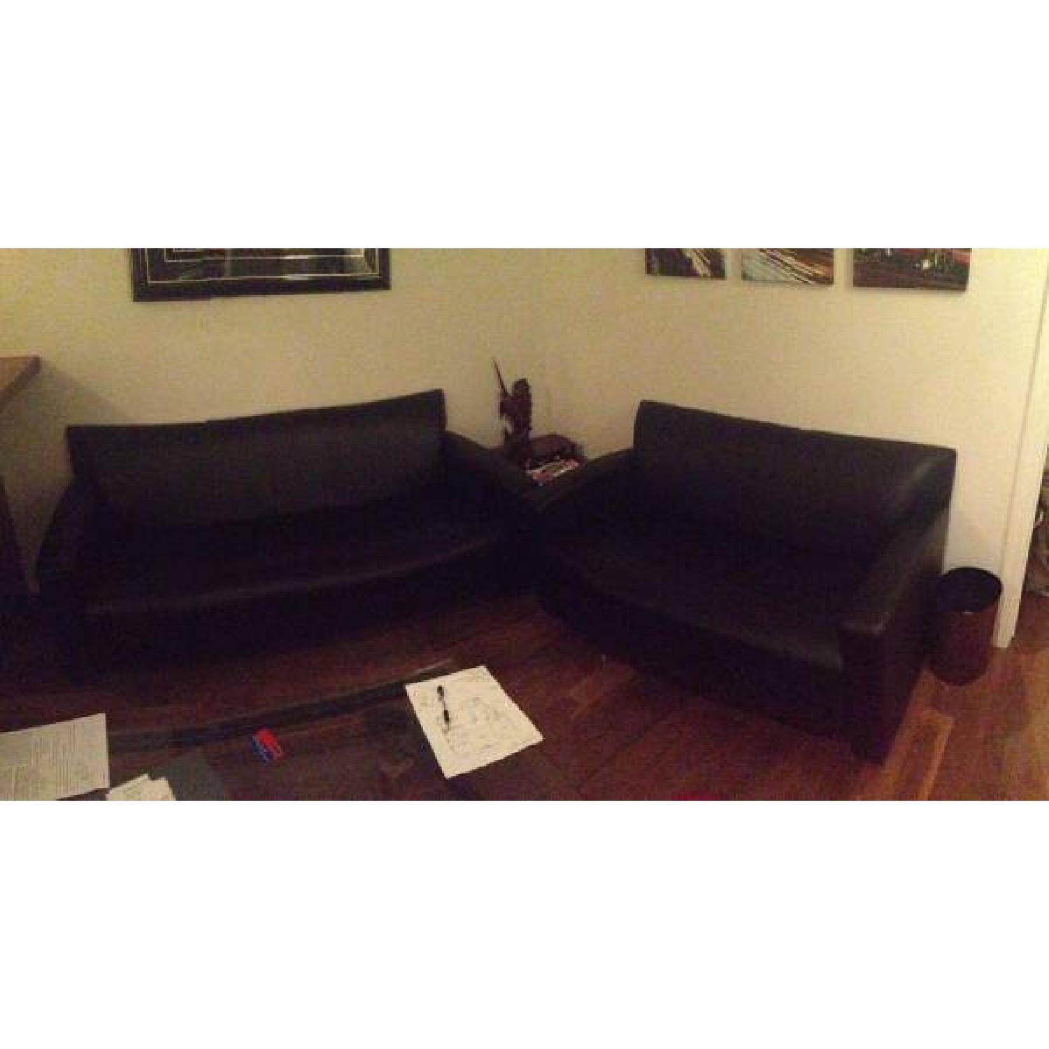 Black 3 Seater Sofa + Loveseat Set - image-1