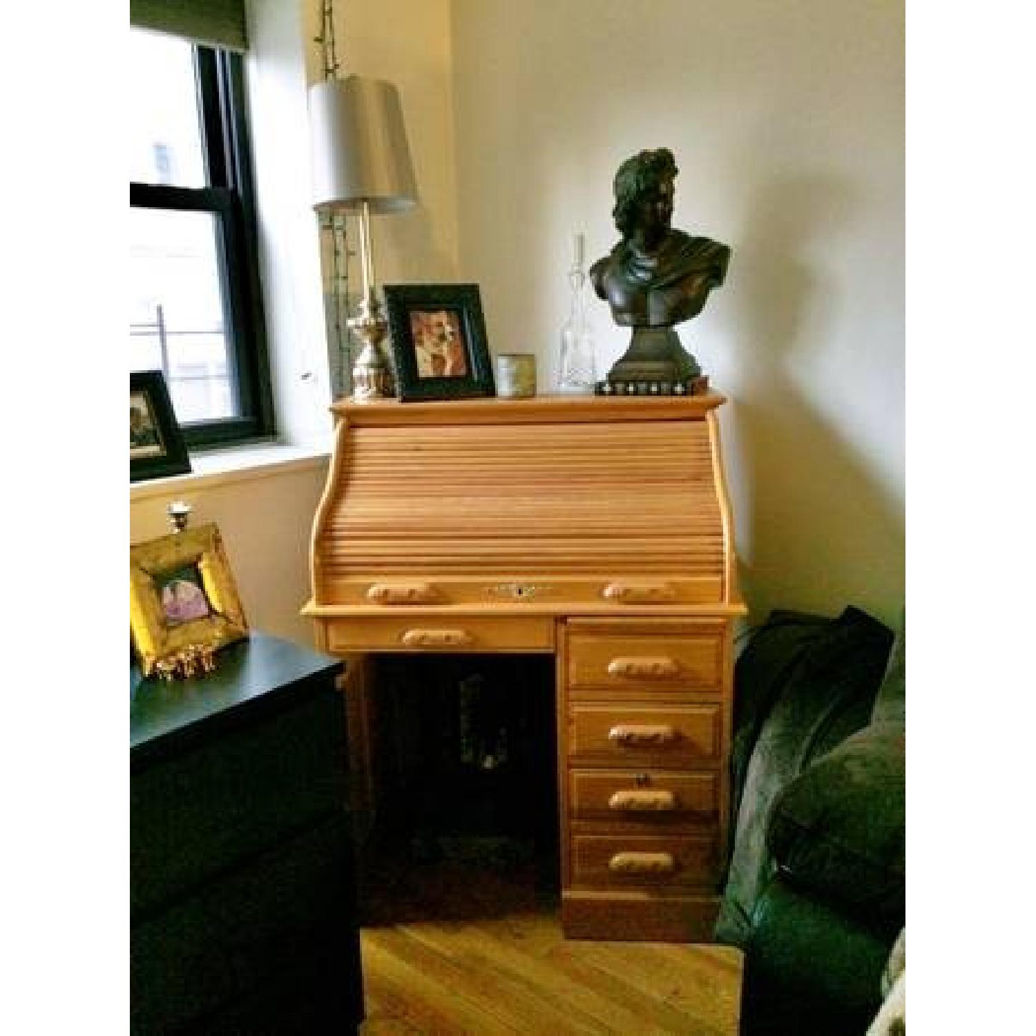 Ethan Allen Style Vintage Roll Top Desk - image-2