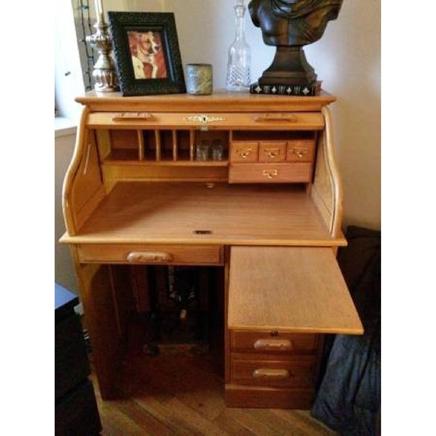 Ethan Allen Style Vintage Roll Top Desk - image-3