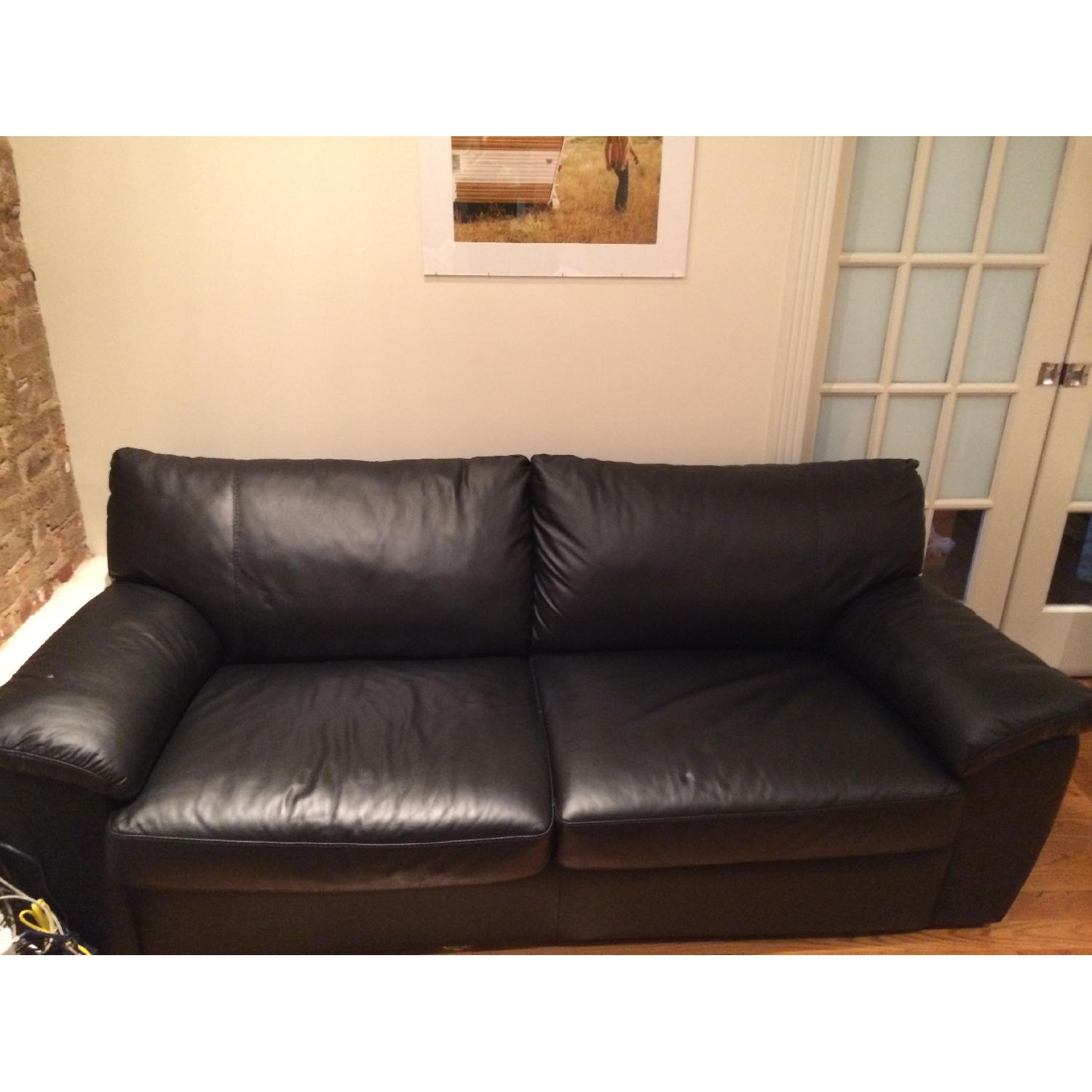 Ikea Black Leather Sofa/Bed AptDeco