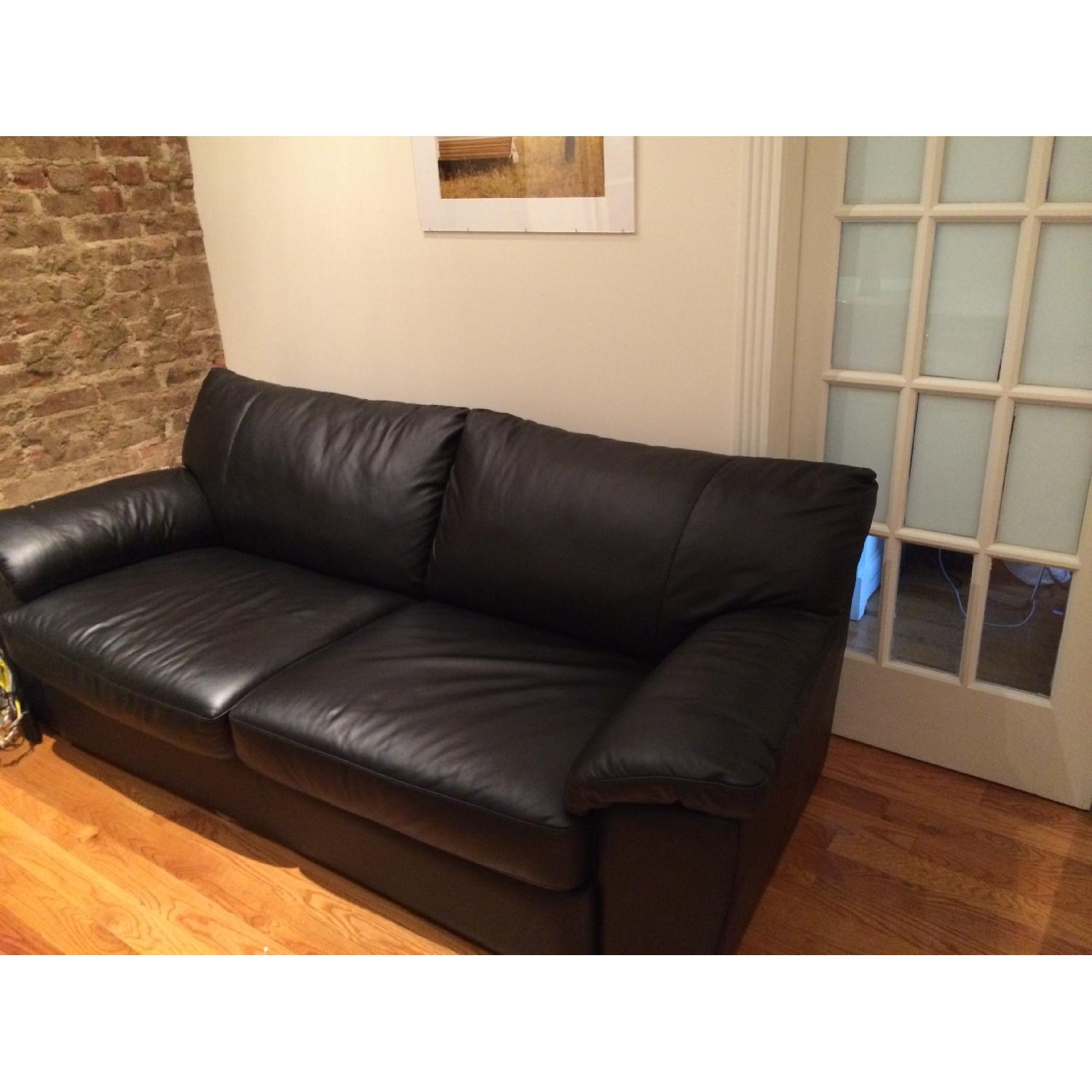 Ikea Black Leather Sofa/Bed - image-2