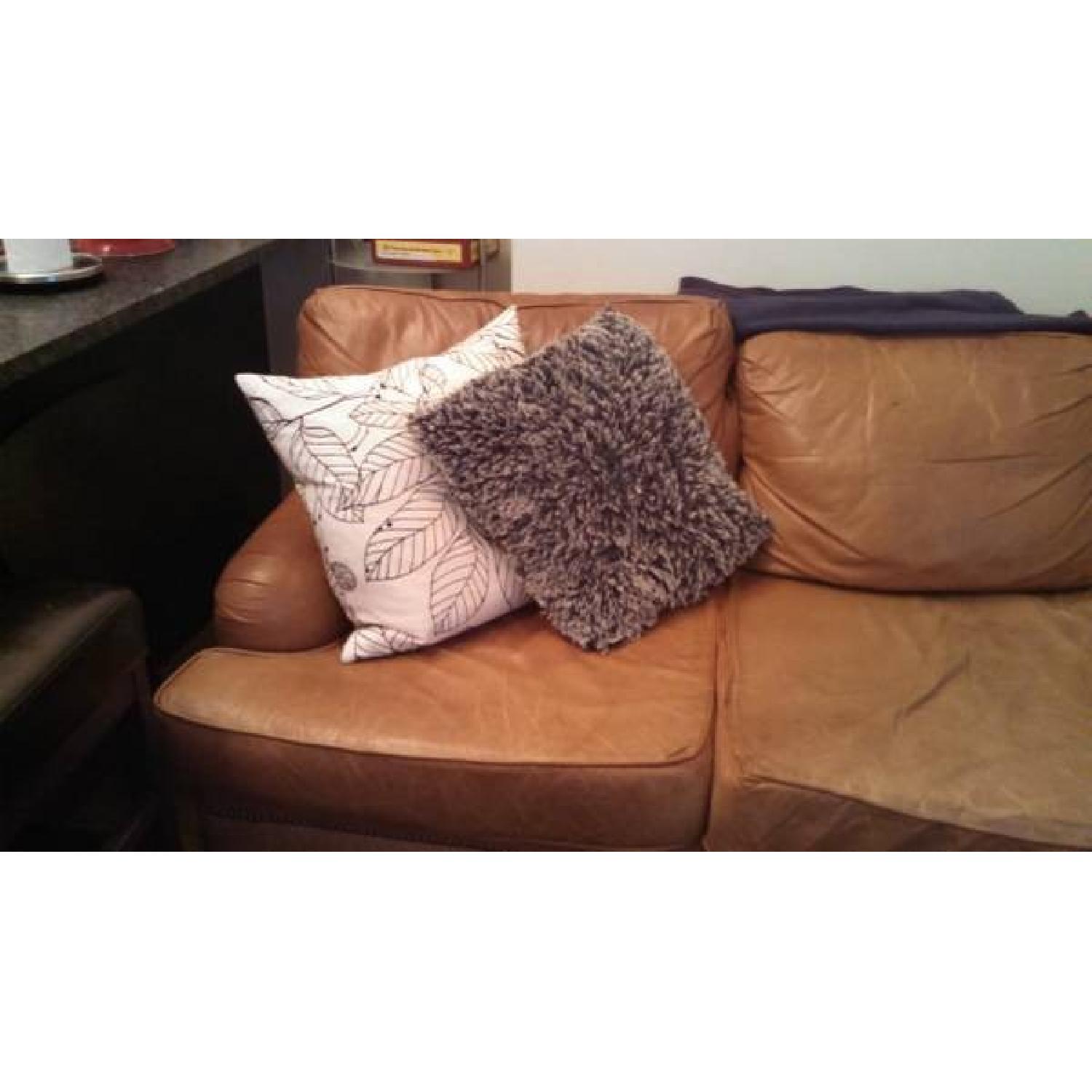 Camel Toned Leather Couch - image-2