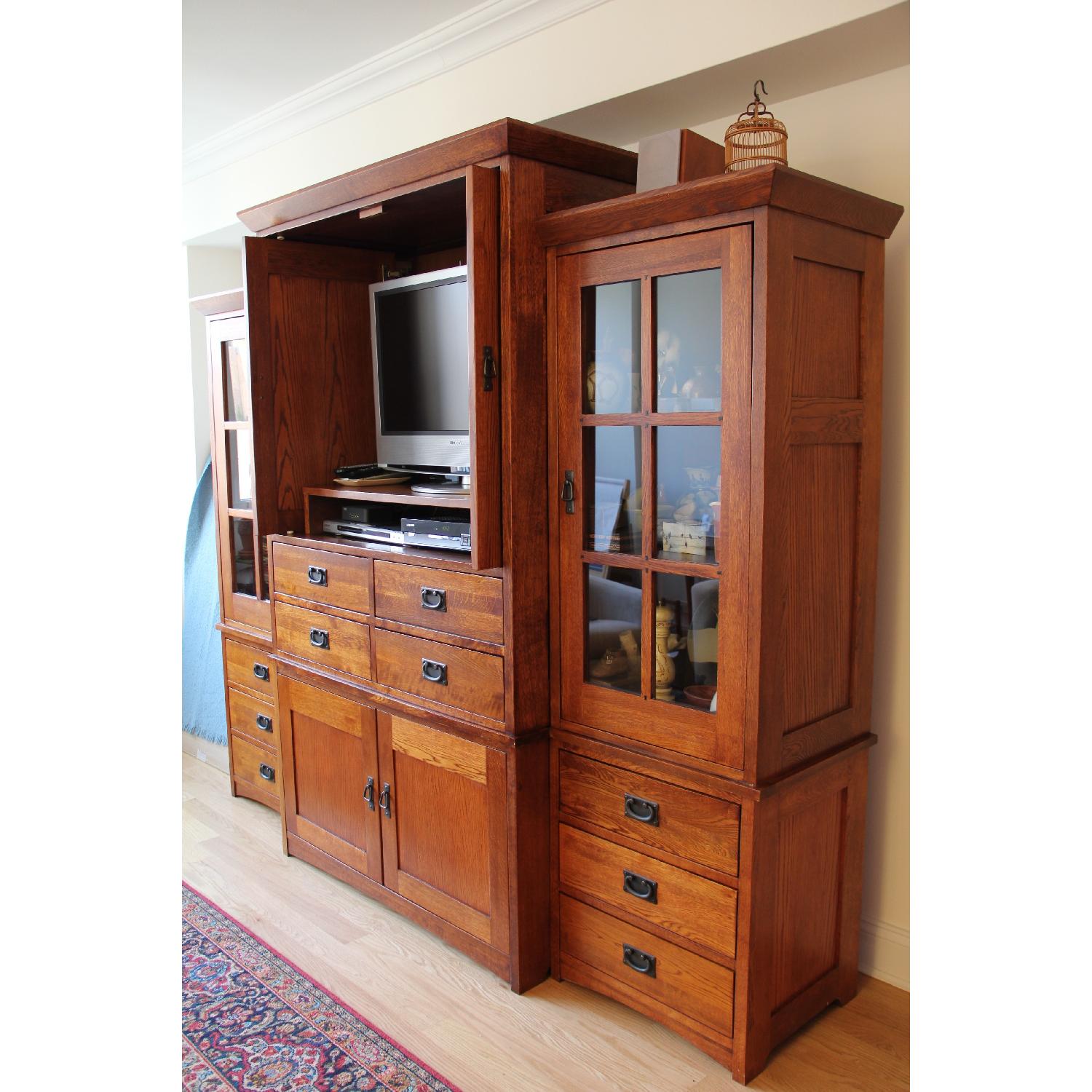 Restoration Hardware Mission Style Armoire w/ Matching Casements - image-2