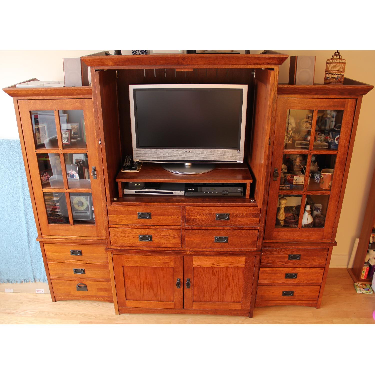 Restoration Hardware Mission Style Armoire w/ Matching Casements - image-4