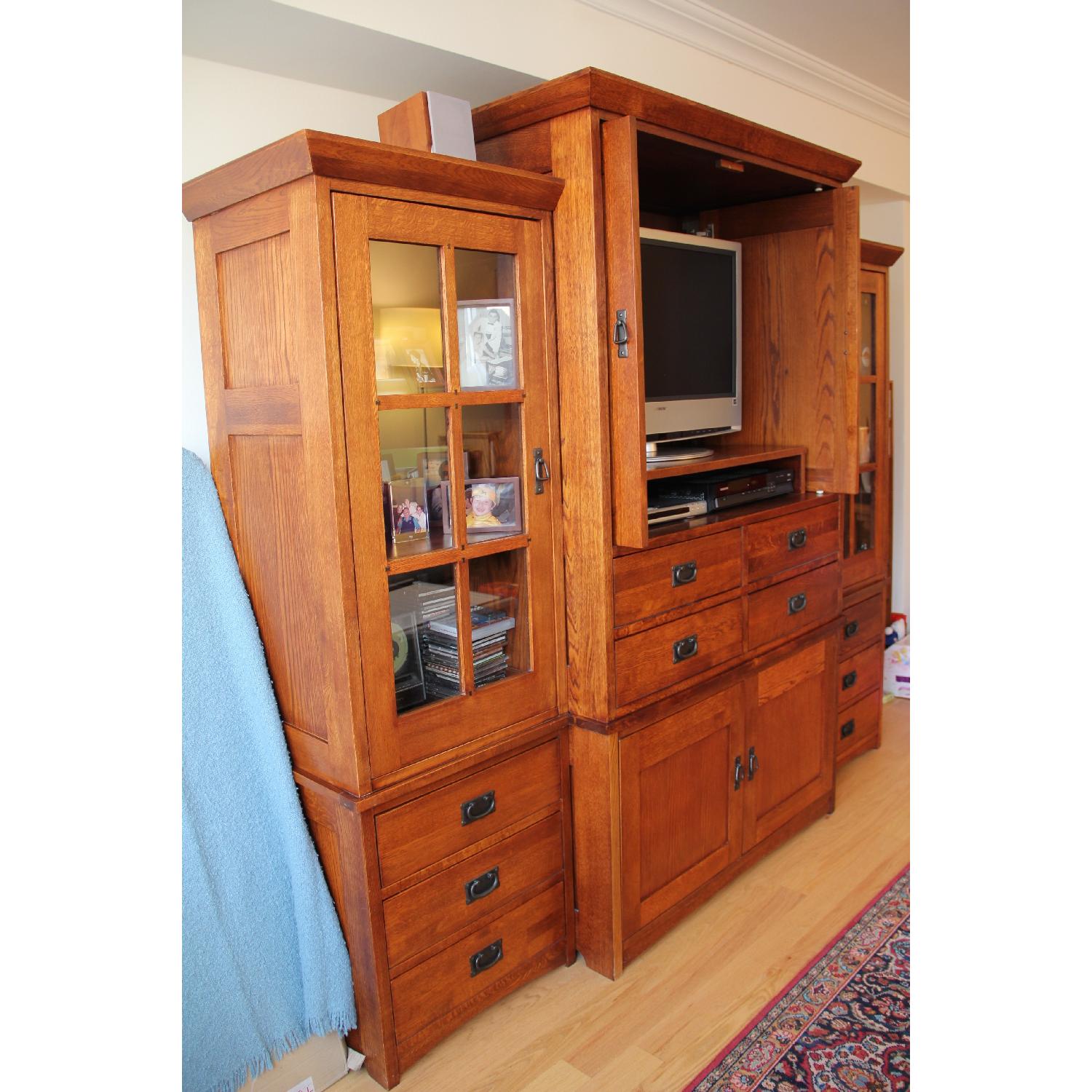 Restoration Hardware Mission Style Armoire w/ Matching Casements - image-9