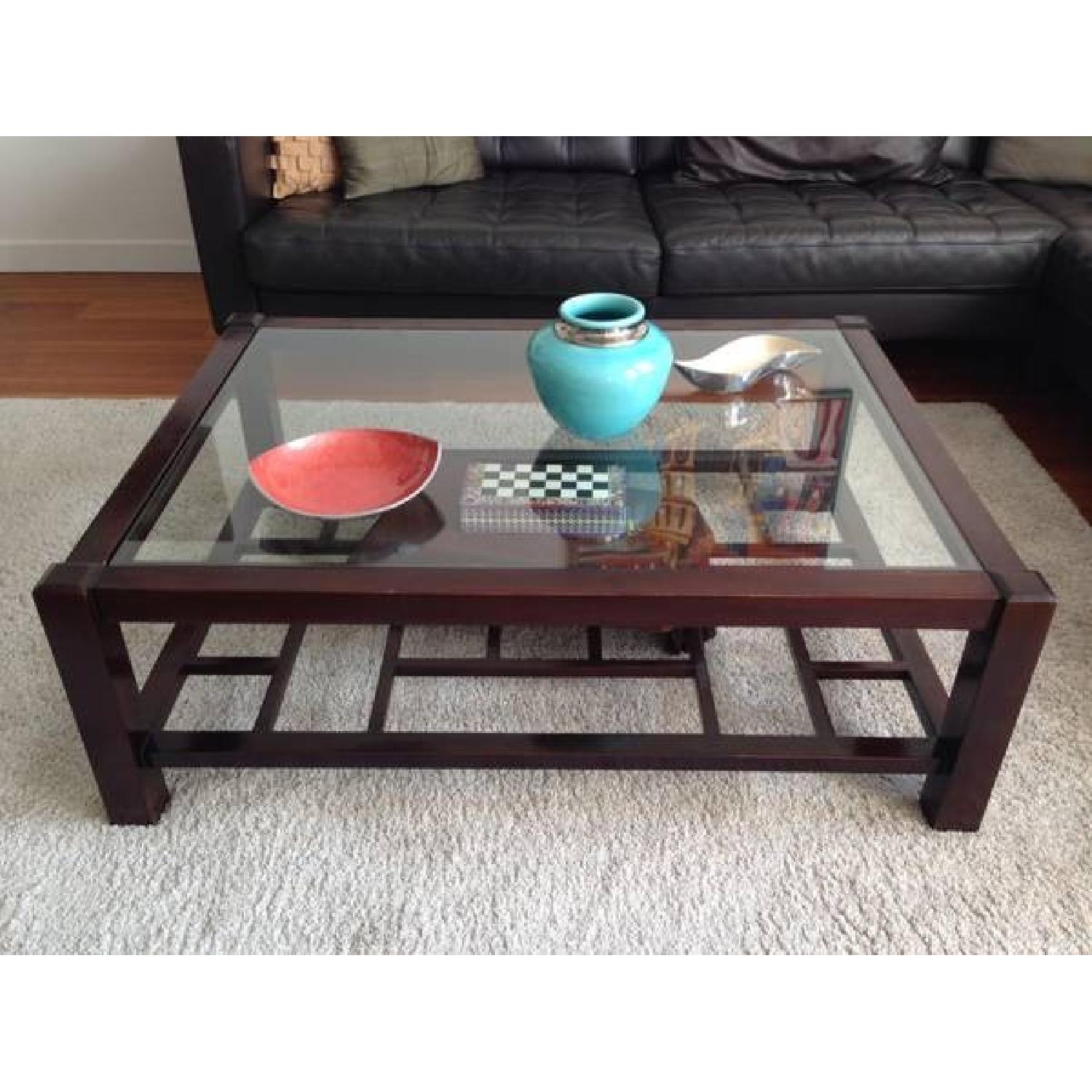 Solid Wood & Glass Coffee Table - image-1
