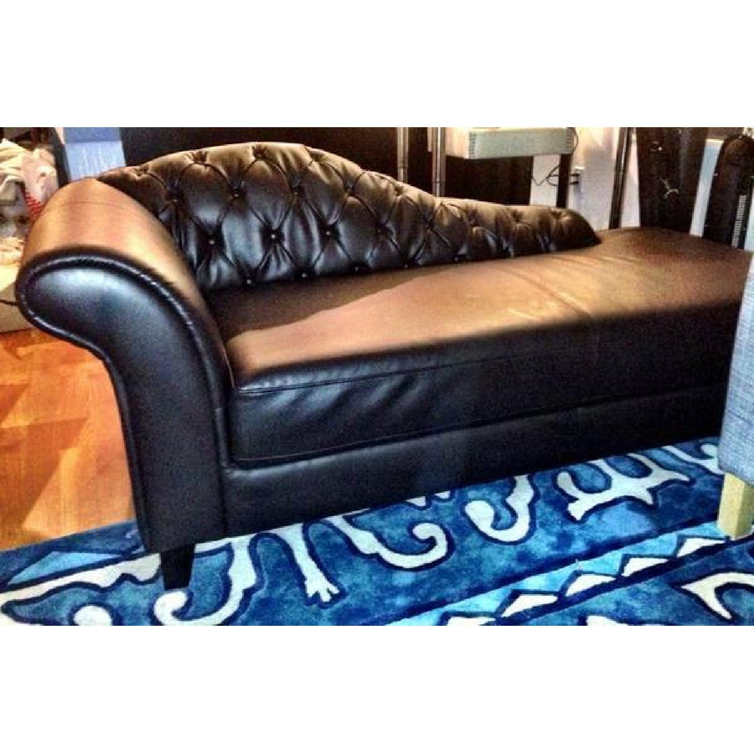 Chocolate Leather Victorian Chaise Lounge Chair AptDeco