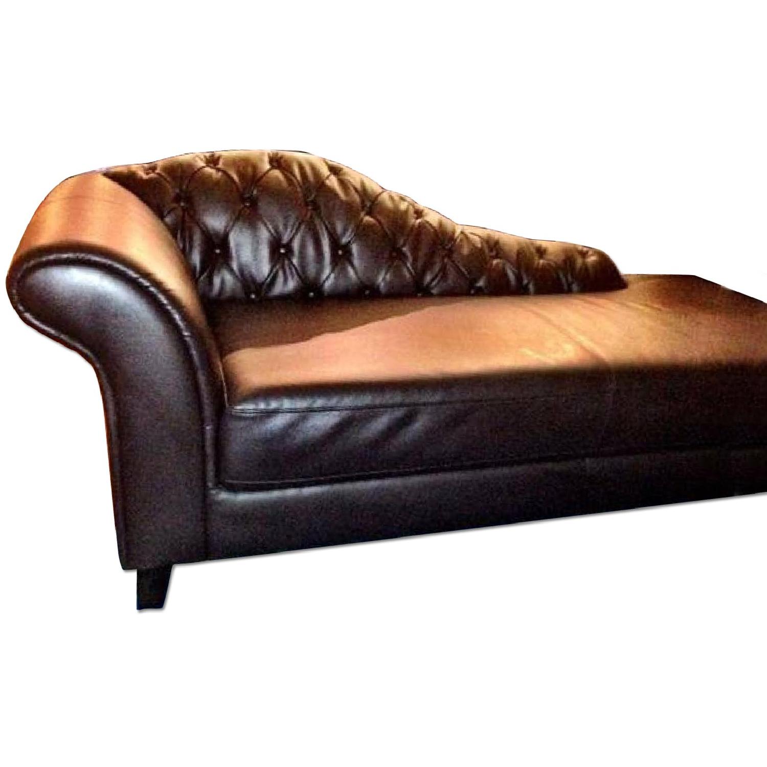 Chocolate Leather Victorian Chaise Lounge Chair AptDeco