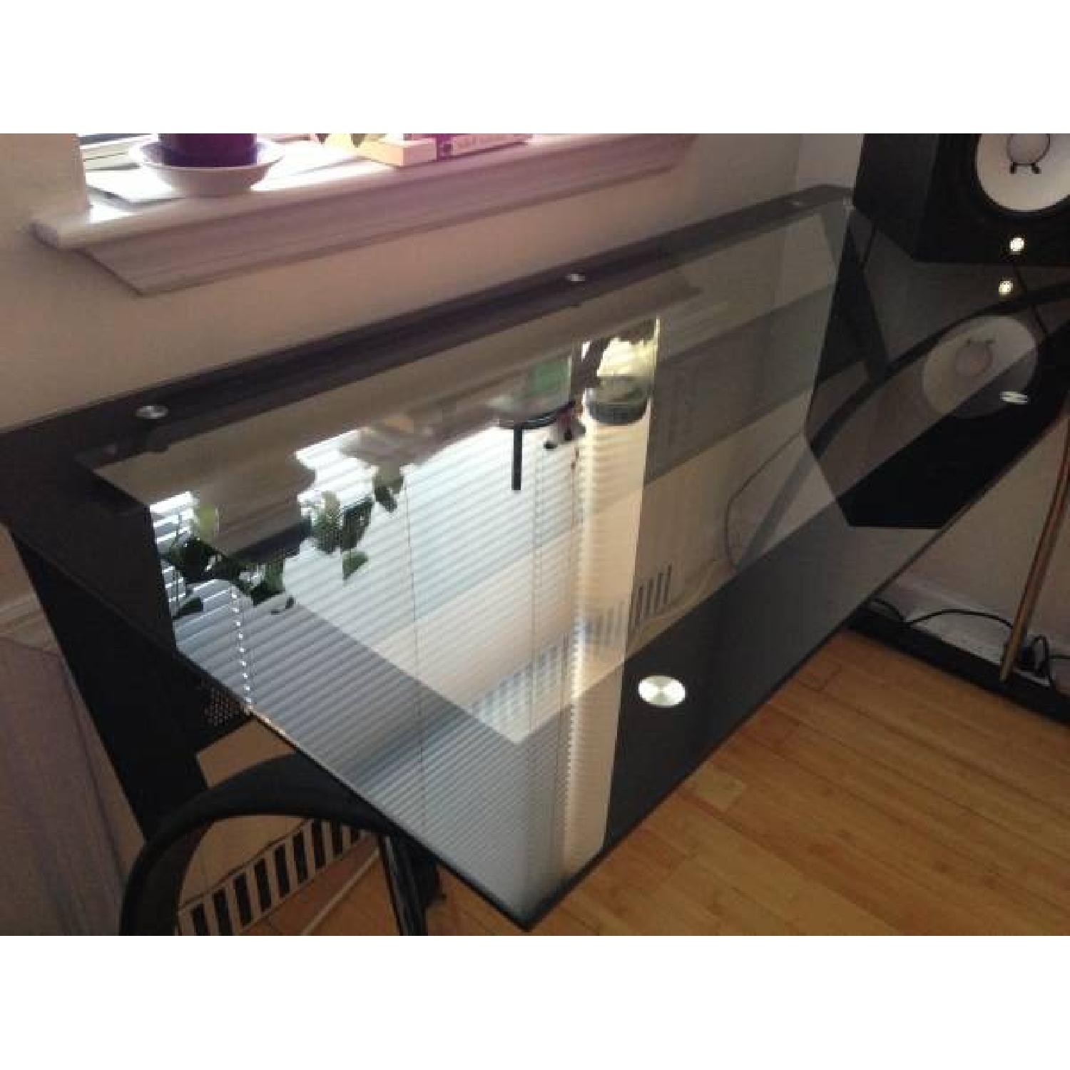 Modern Black Glass Office Desk - image-1