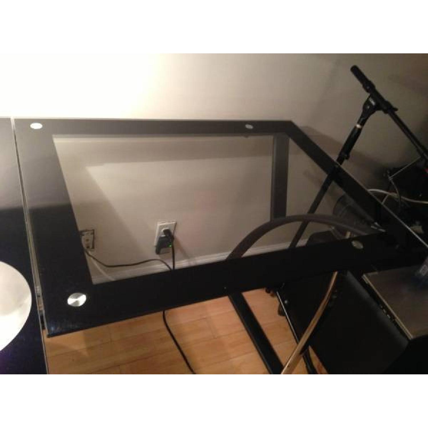 Modern Black Glass Office Desk - image-5