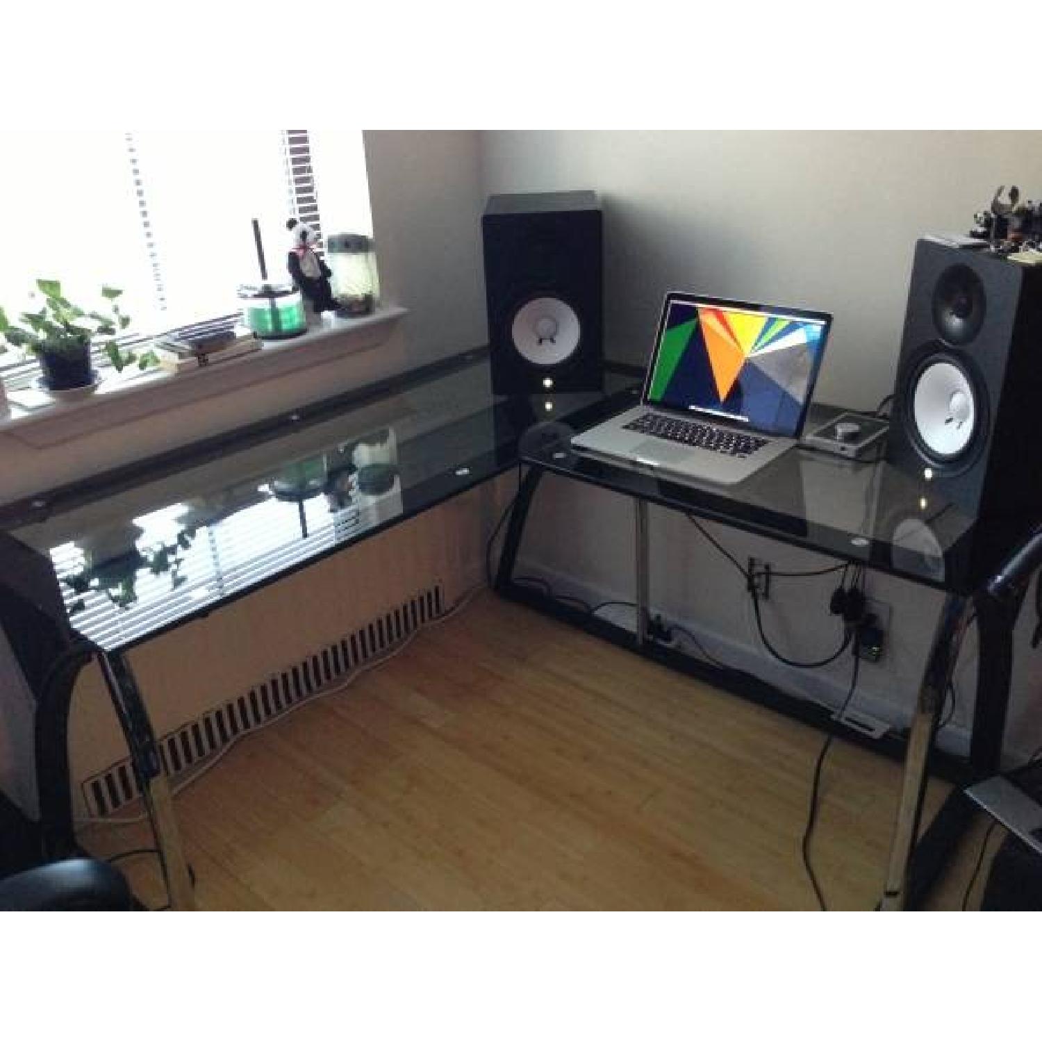 Modern Black Glass Office Desk - image-6