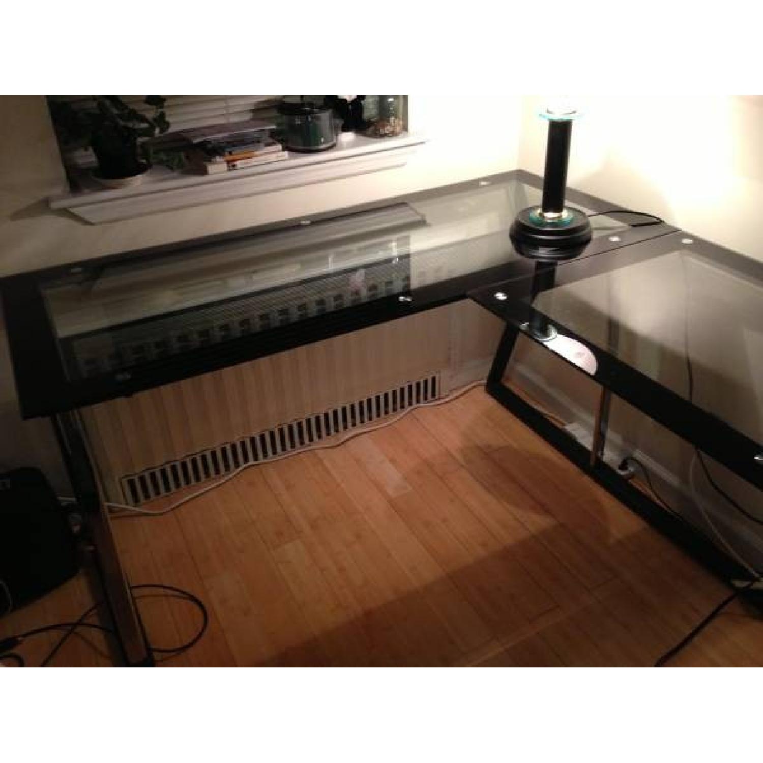Modern Black Glass Office Desk - image-7