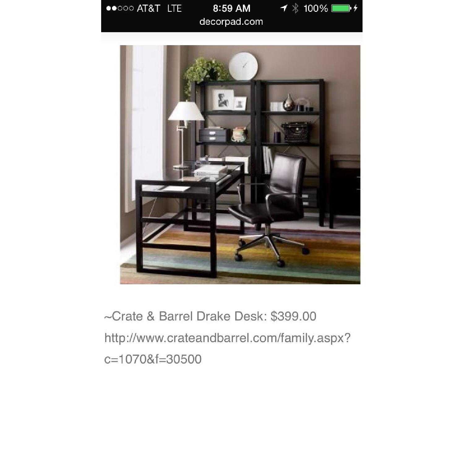 Crate & Barrel Espresso Stained Walker Desk - image-4