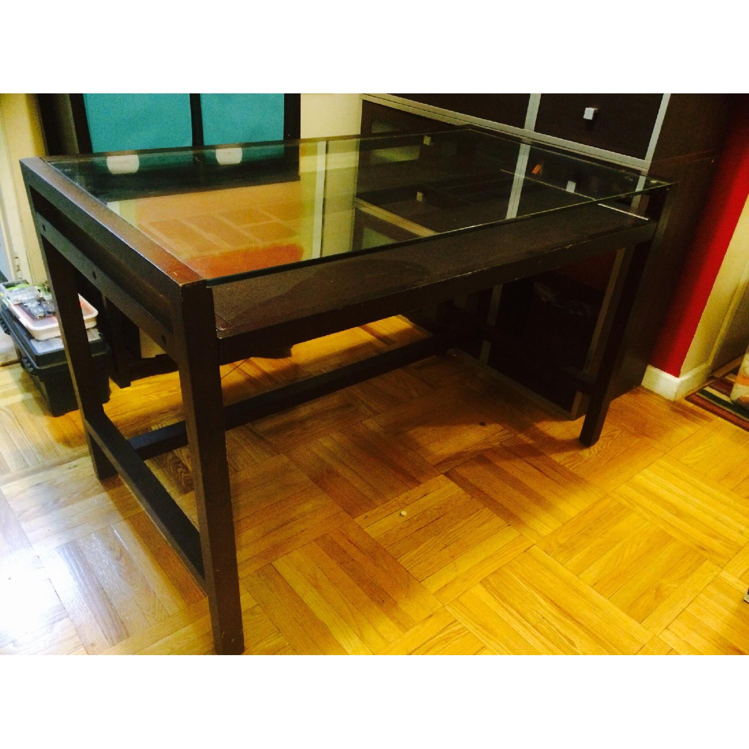 Crate & Barrel Espresso Stained Walker Desk - image-8