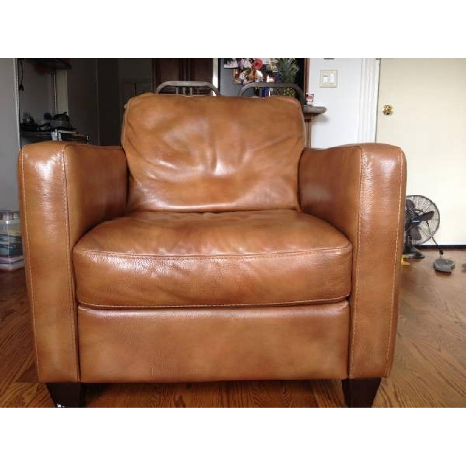 Natuzzi Brown Leather Armchair - image-6