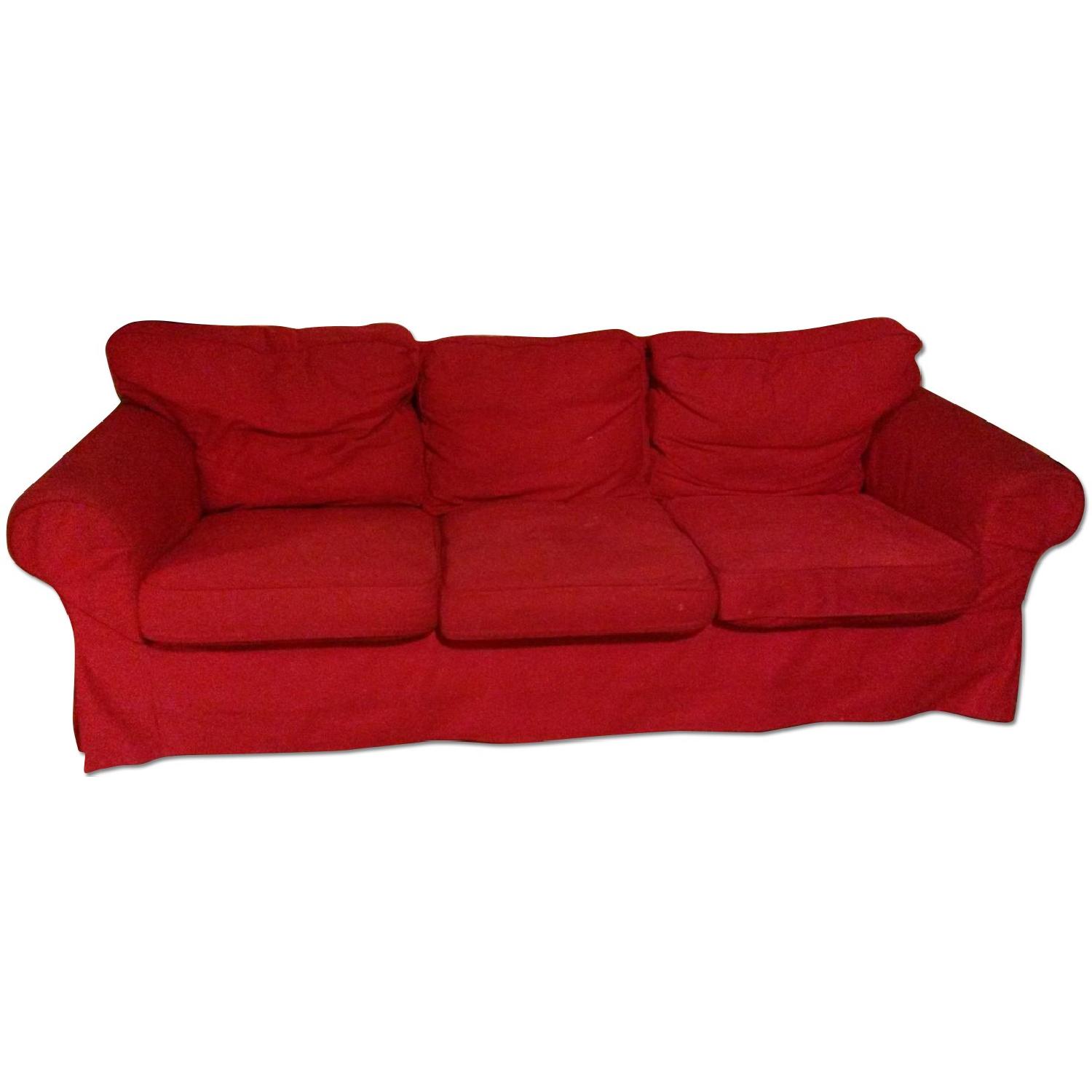 Ikea Ektorp Sofa + Idemo Red Cover - image-0
