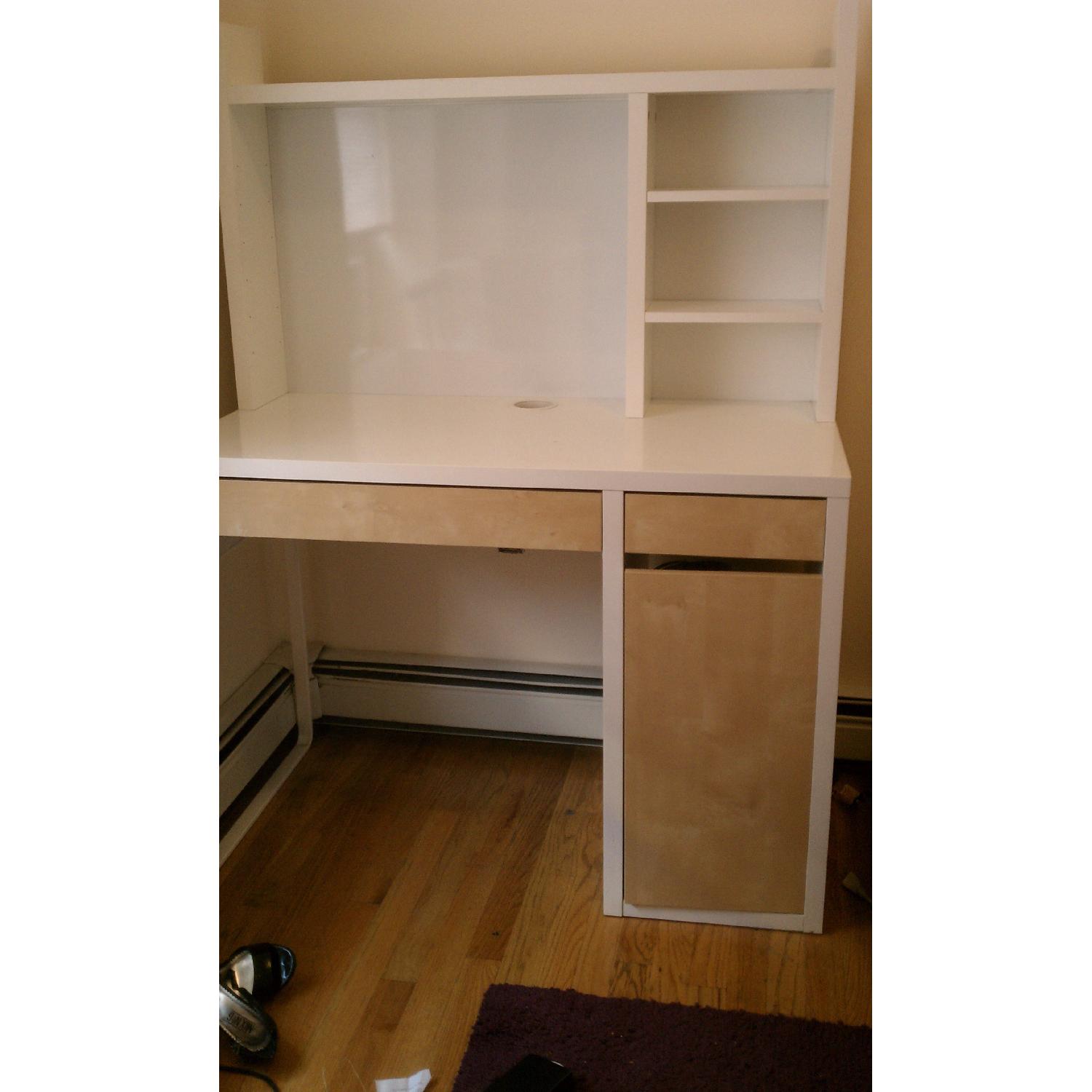 Ikea White/Tan Desk w/ Hutch - image-4