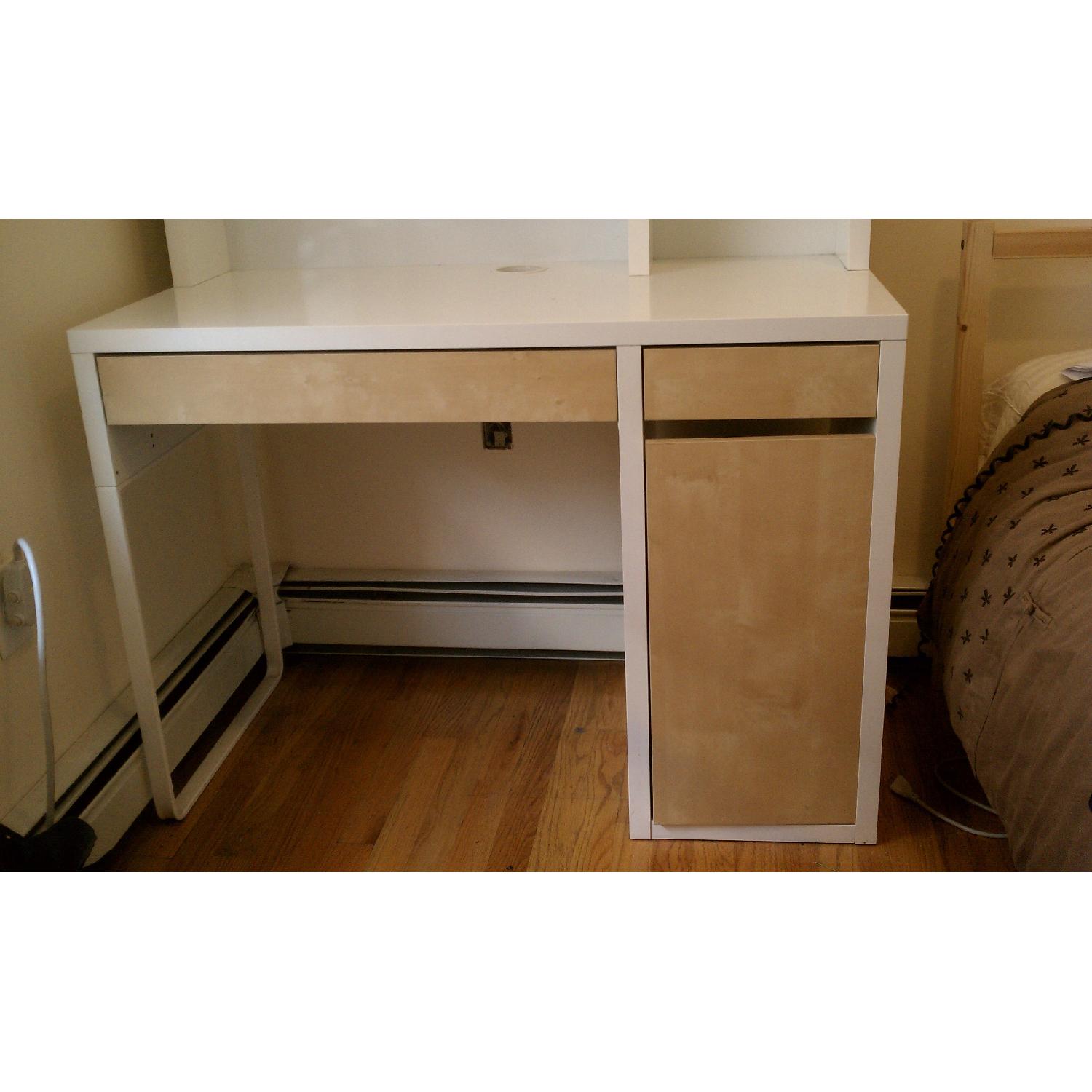 Ikea White/Tan Desk w/ Hutch - image-5