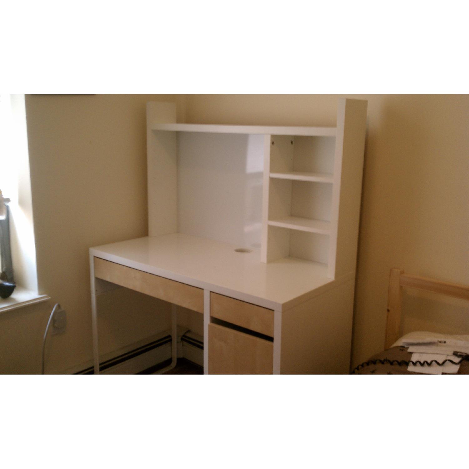 Ikea White/Tan Desk w/ Hutch - image-6