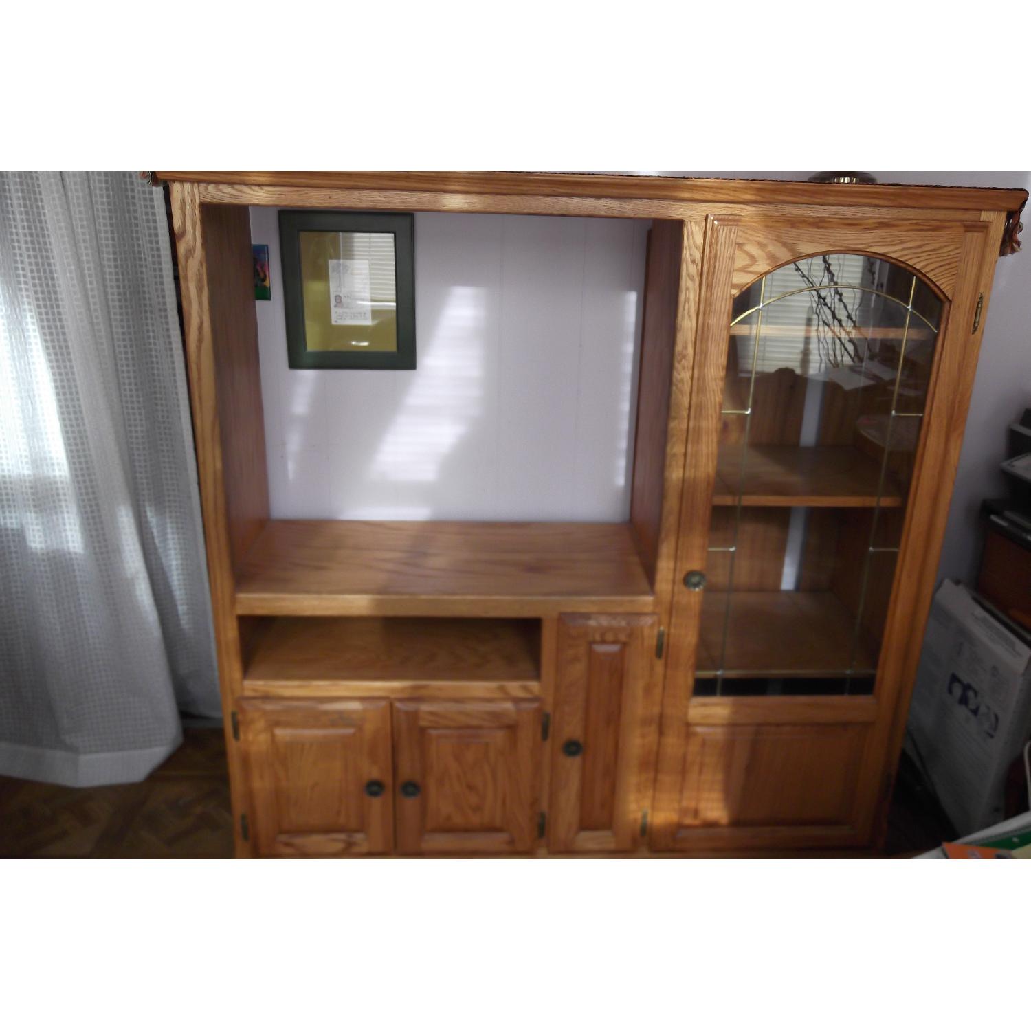 Parker Beveled Glass Entertainment Center on Wheels - image-1