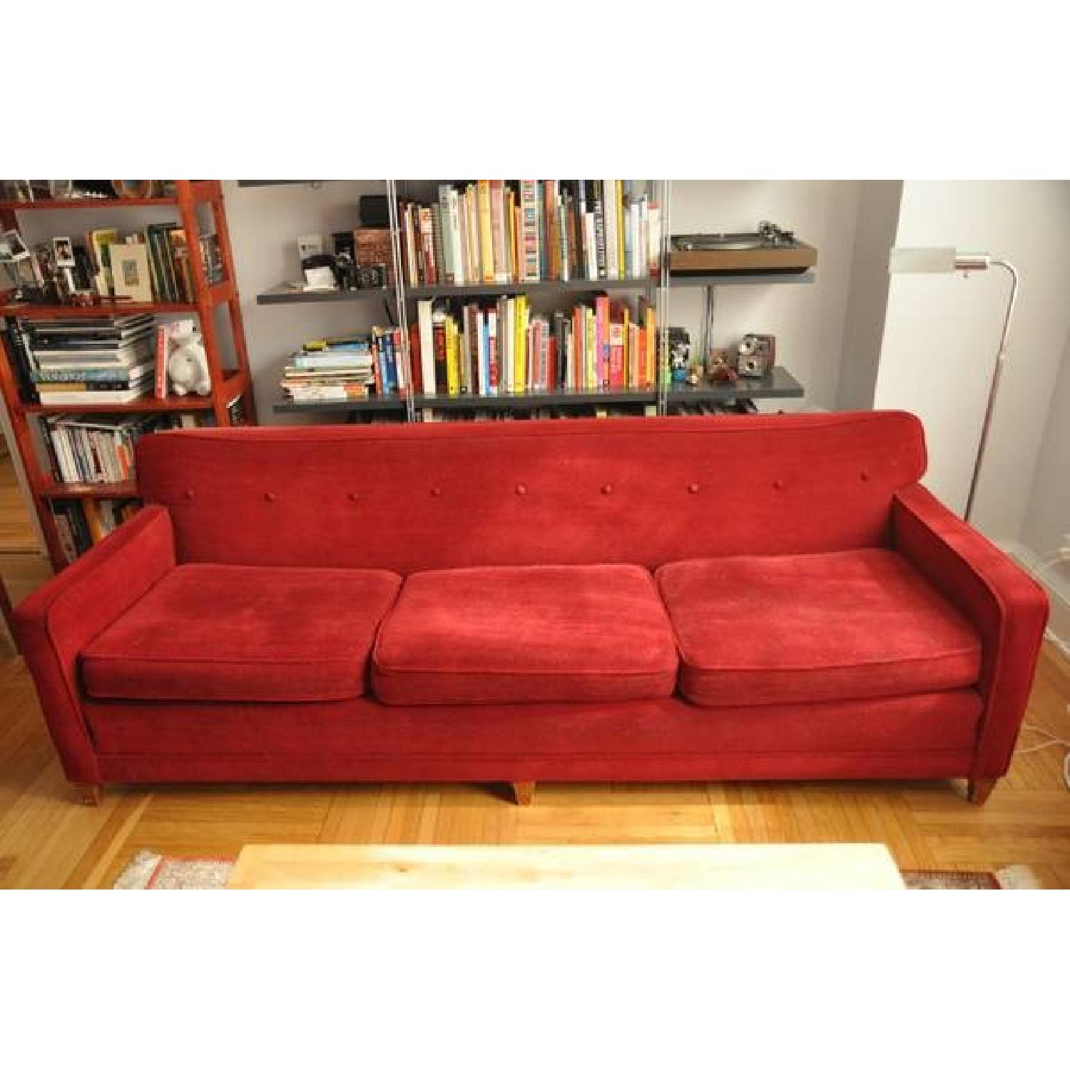 Mid Century Vintage 1960's Red Sofa Couch - image-4