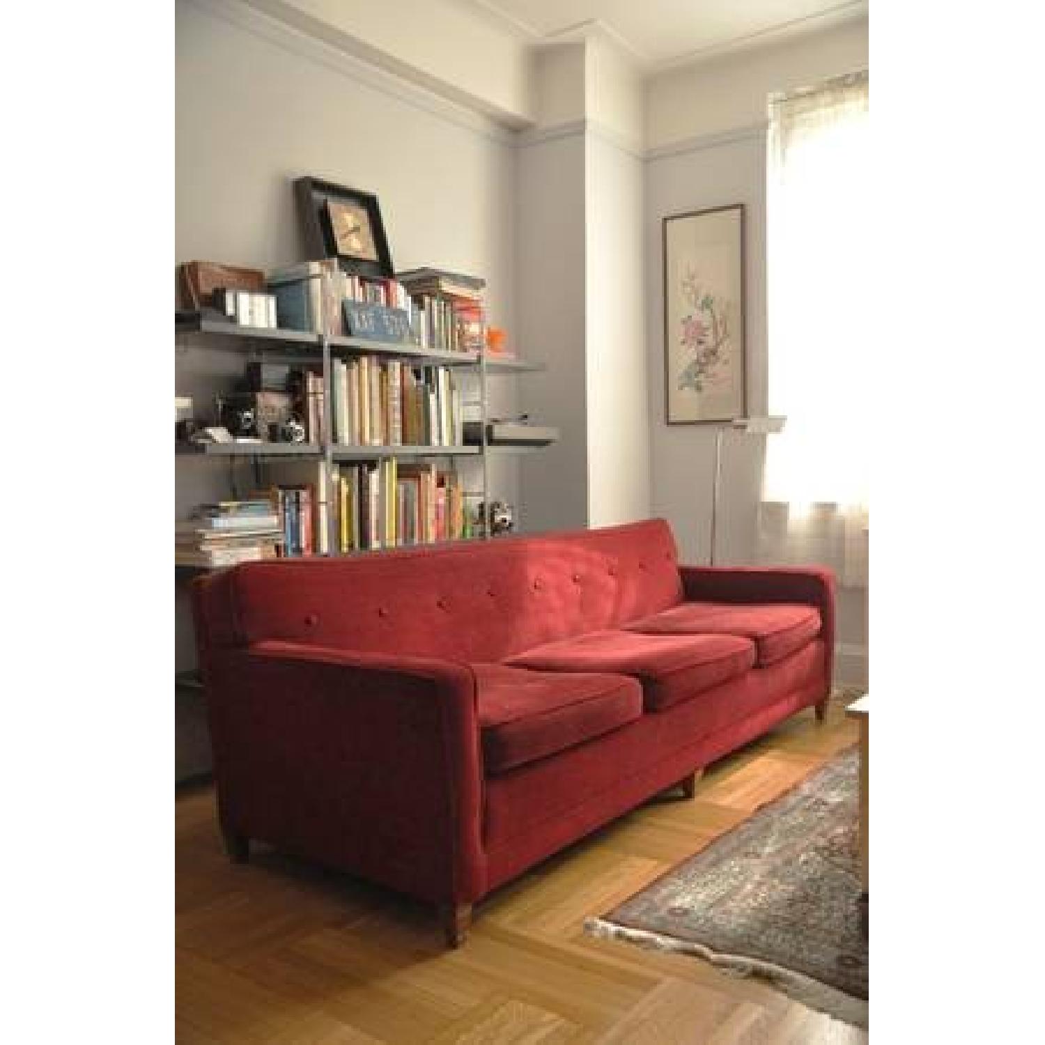 Mid Century Vintage 1960's Red Sofa Couch - image-5