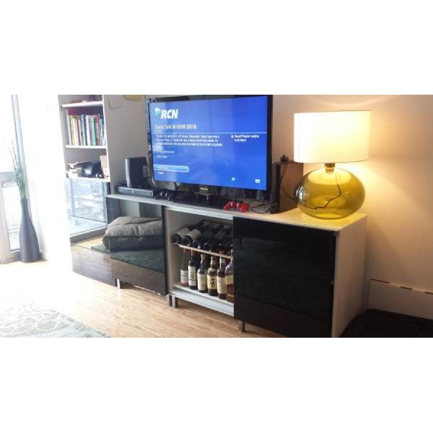 Black and white TV Stand & Bar Unit AptDeco