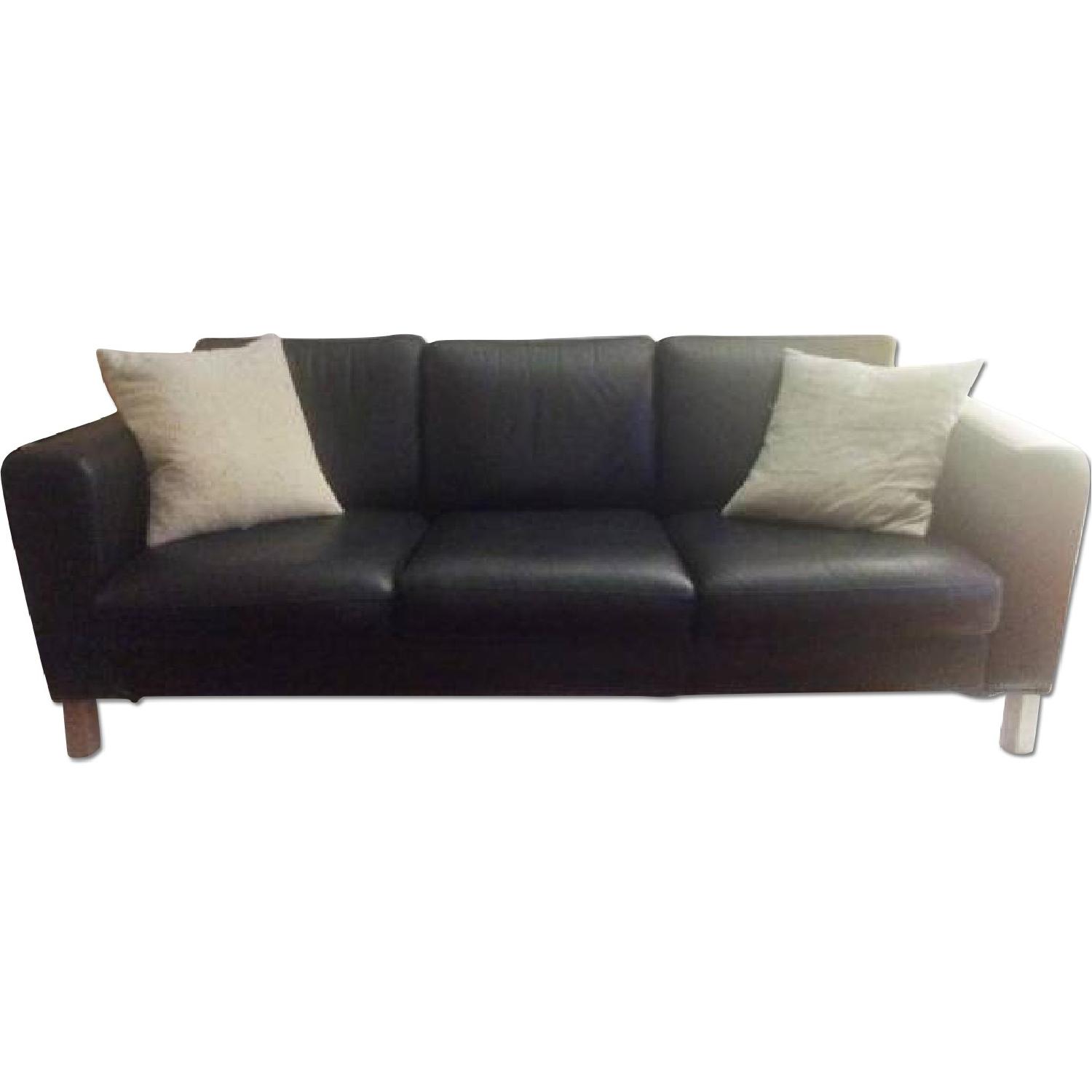 Ikea Black Leather Couch/Sofa AptDeco
