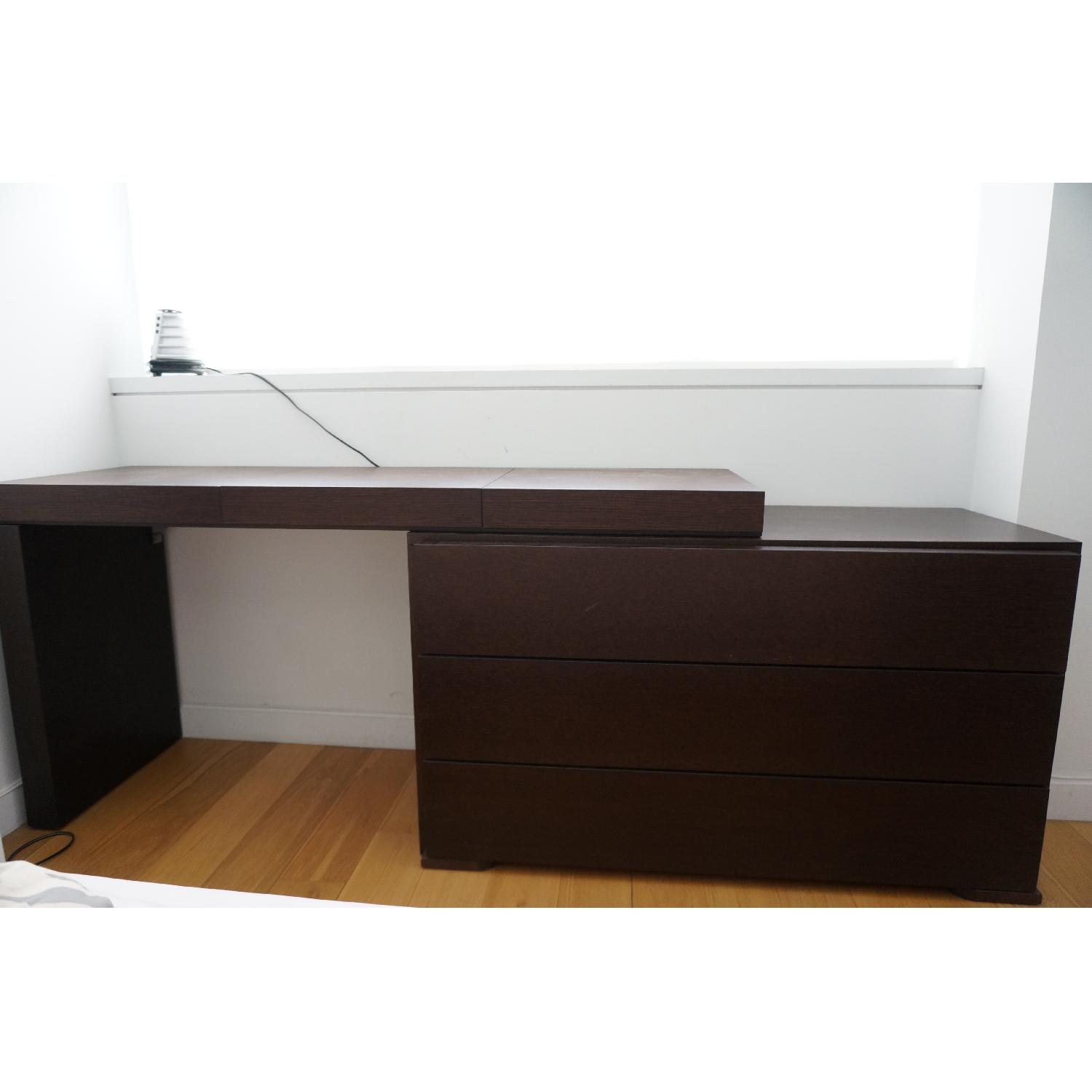 Modern Wood 3 Drawer Dresser Vanity Combo w/ Mirror & Hidden Jewelry Case - image-1