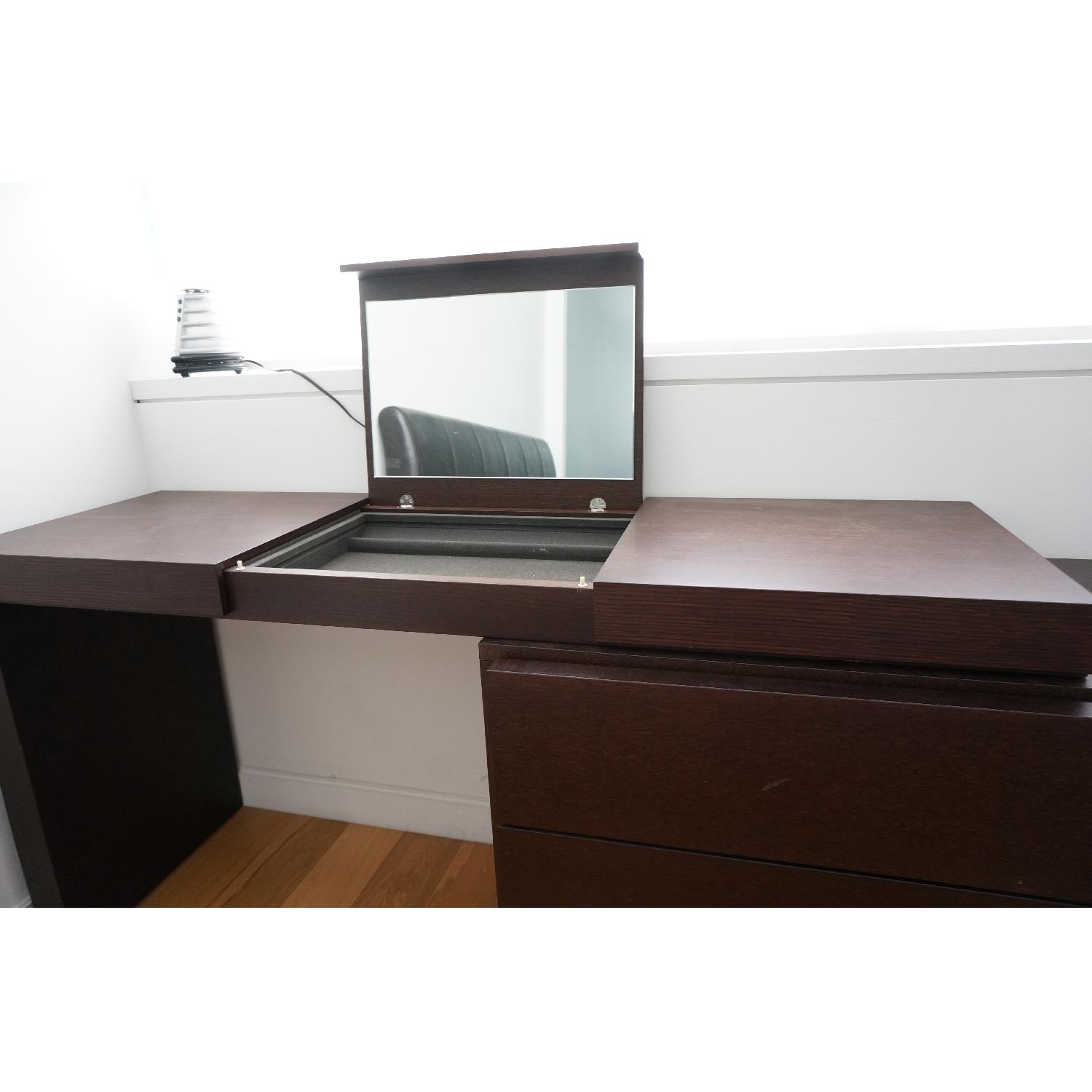 Modern Wood 3 Drawer Dresser Vanity Combo w/ Mirror & Hidden Jewelry Case - image-6