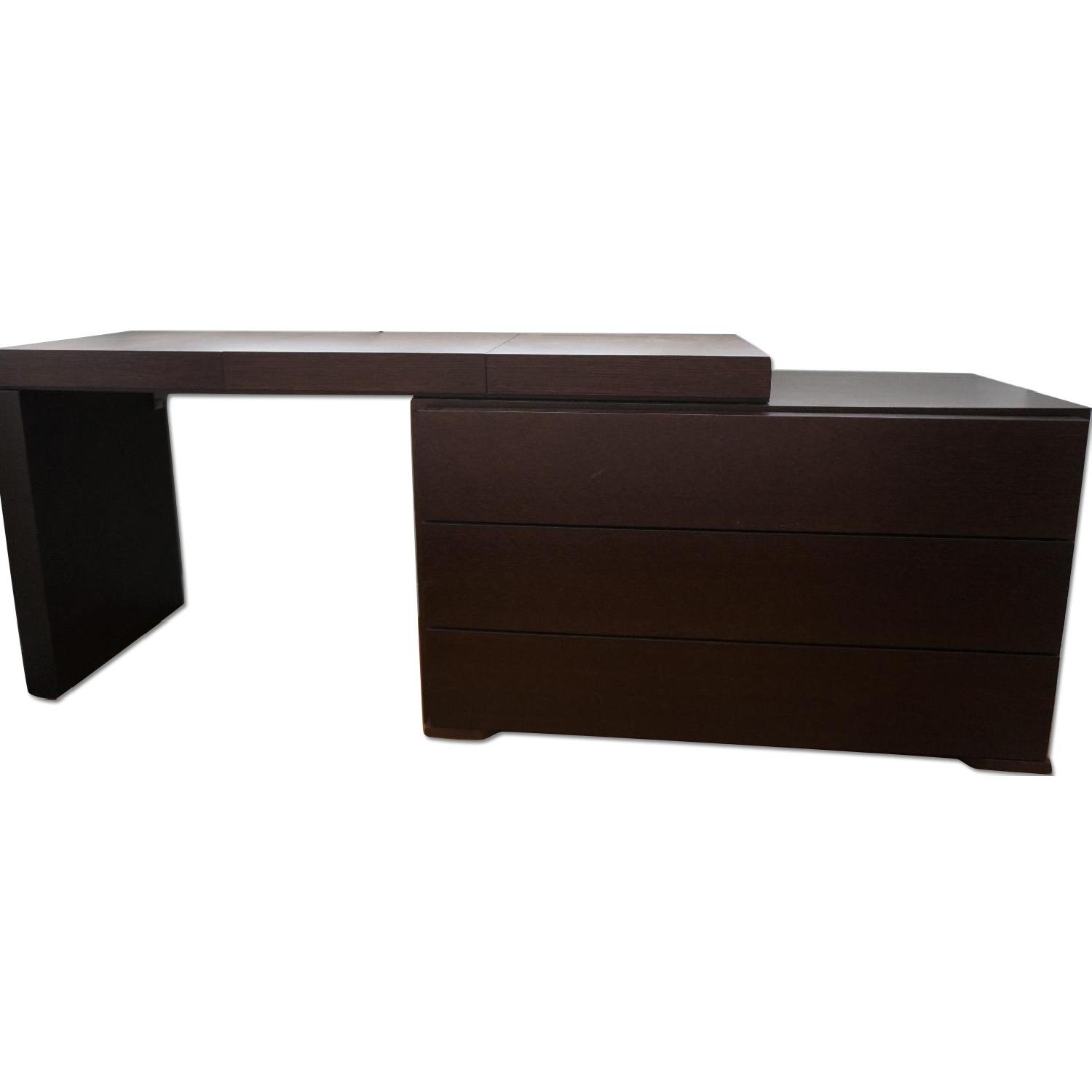 Modern Wood 3 Drawer Dresser Vanity Combo w/ Mirror & Hidden Jewelry Case - image-0