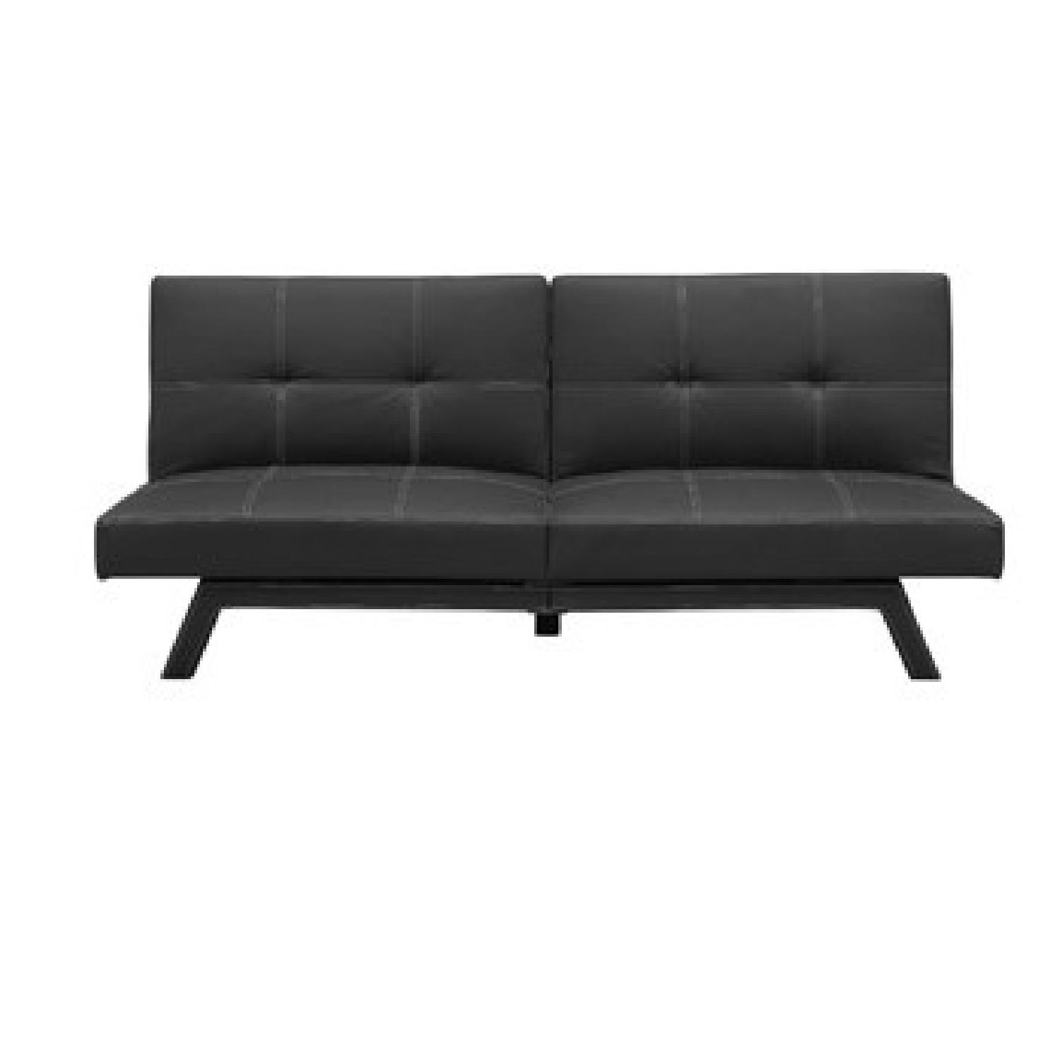 Delaney Faux Black Leather Futon Sofa Bed - image-0