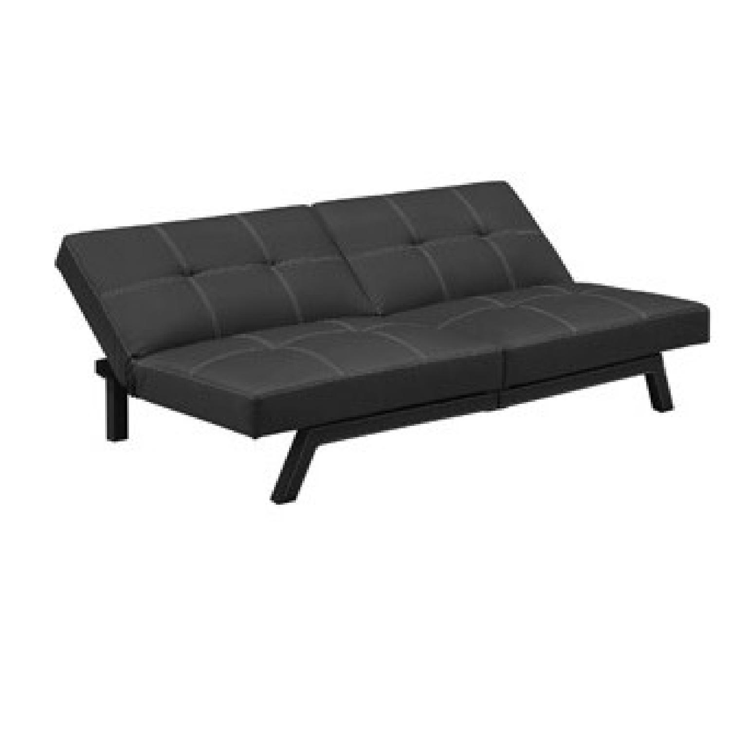 Delaney Faux Black Leather Futon Sofa Bed - image-1
