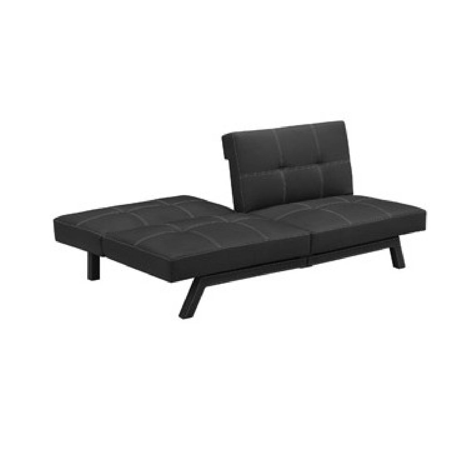 Delaney Faux Black Leather Futon Sofa Bed - image-2