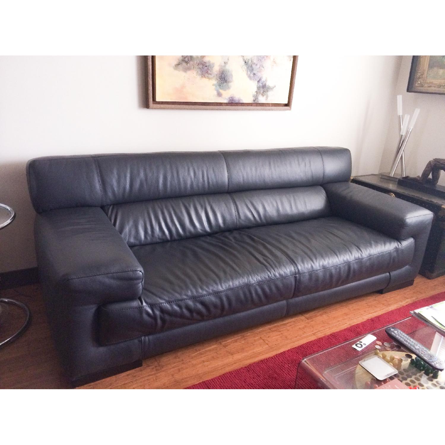 Natuzzi Top Grain Contemporary Leather Sofa AptDeco